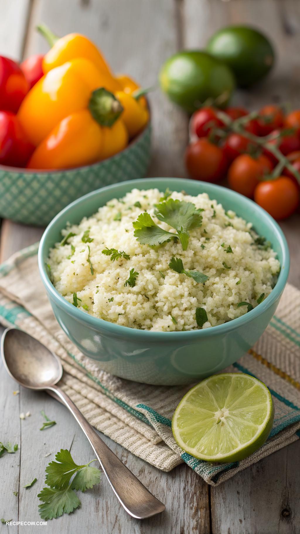 Healthy side dishes Cauliflower rice with cilantro and lime