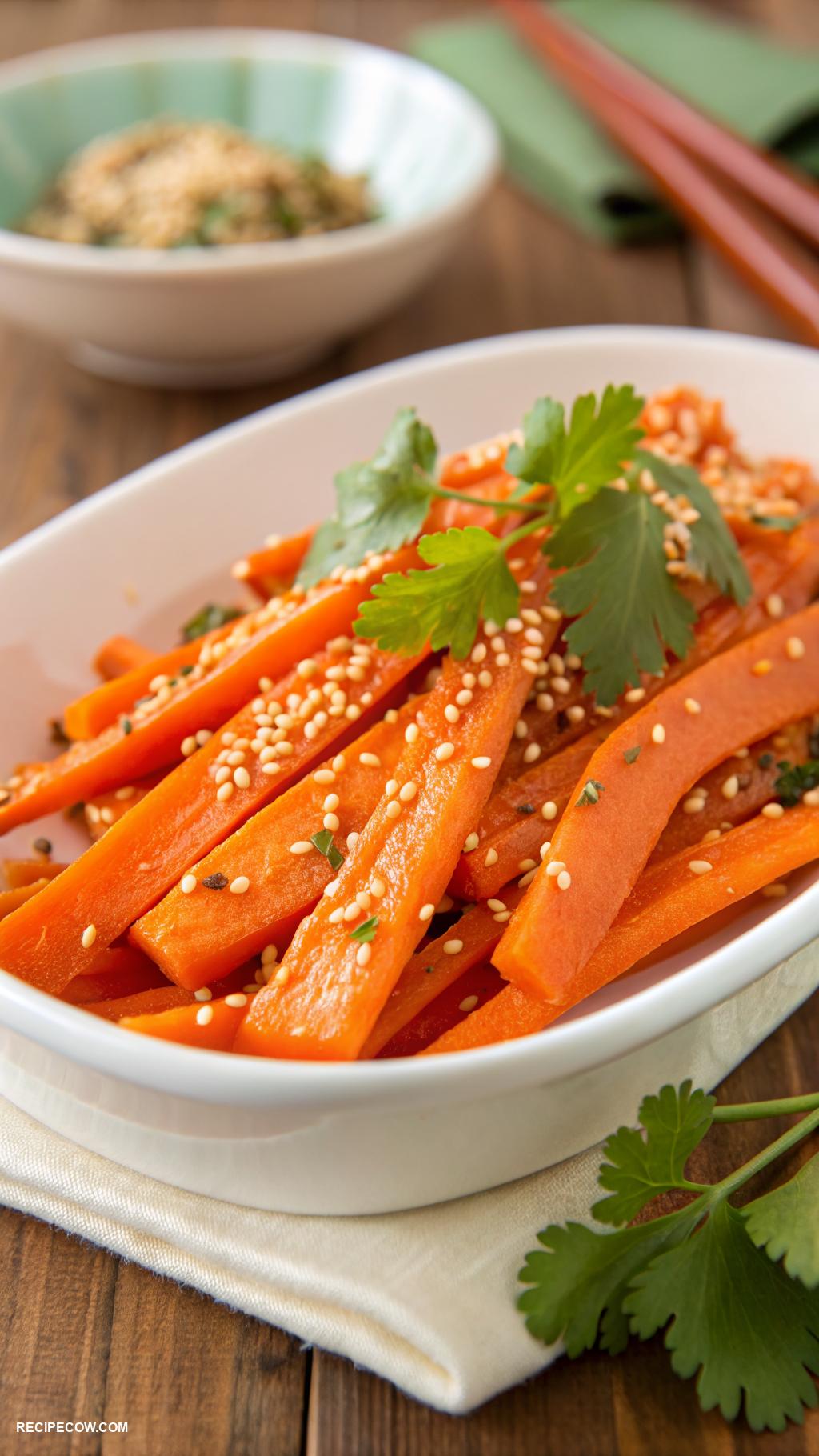 Healthy side dishes Ginger carrots with sesame seeds