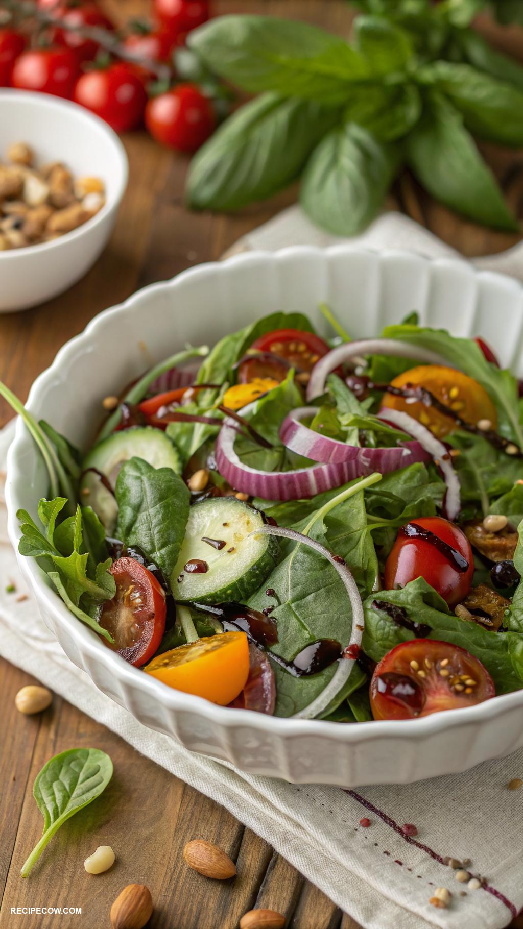 Healthy side dishes Mixed greens salad with balsamic vinaigrette