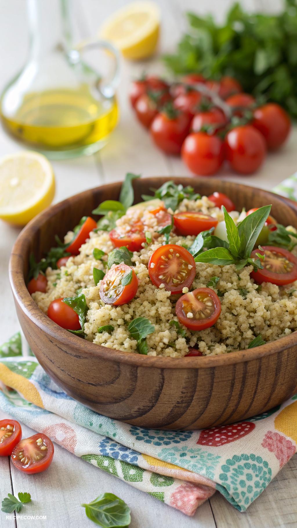 Healthy side dishes Quinoa salad with cherry tomatoes and herbs