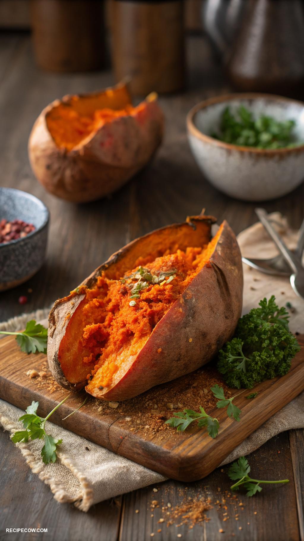 Healthy side dishes Roasted sweet potatoes with paprika