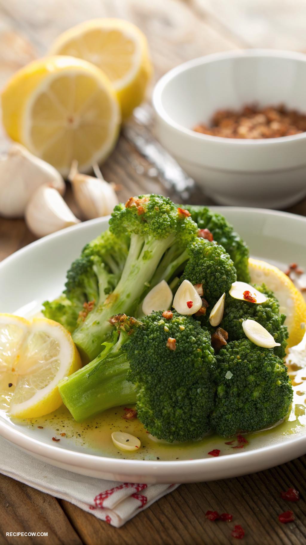 Healthy side dishes Steamed broccoli with lemon and garlic