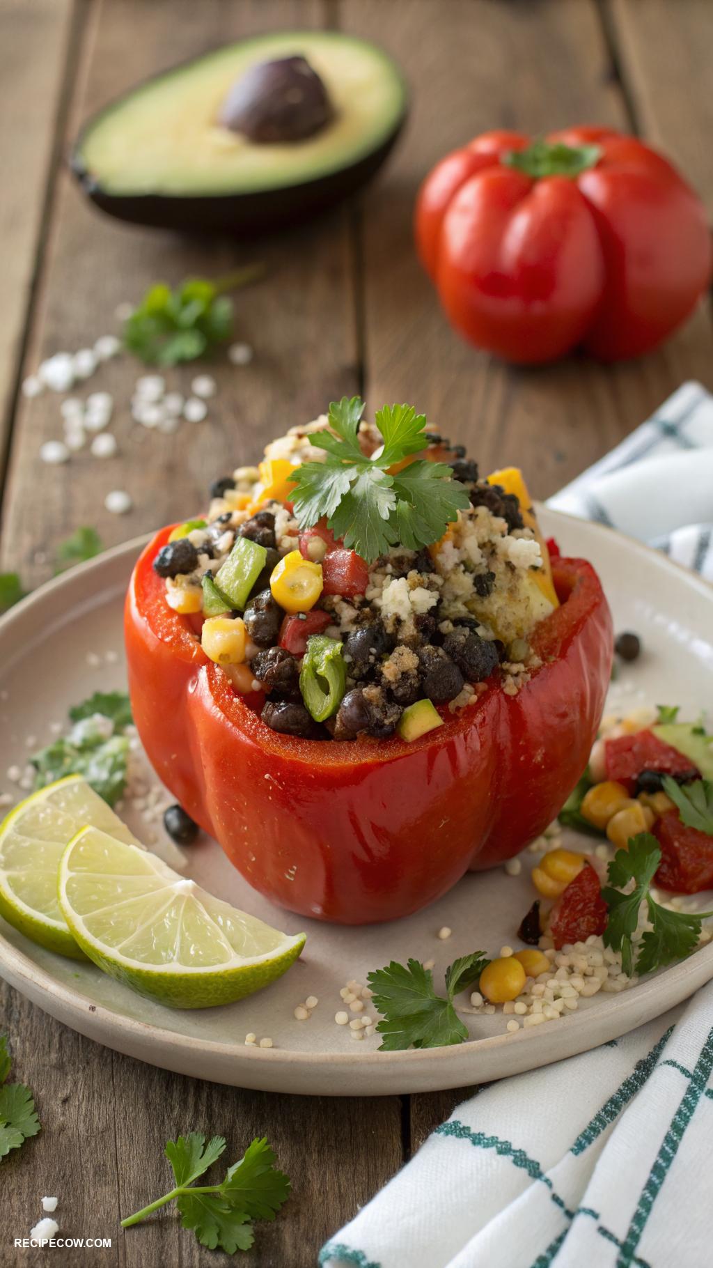 Healthy side dishes Stuffed bell peppers with quinoa and black beans