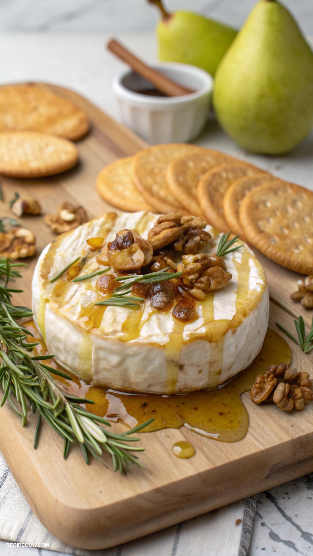 Hot appetizers Baked brie with honey and walnuts