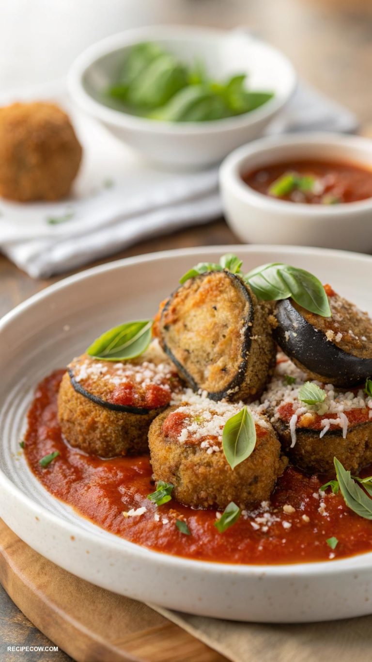 Hot appetizers Eggplant bites with marinara sauce