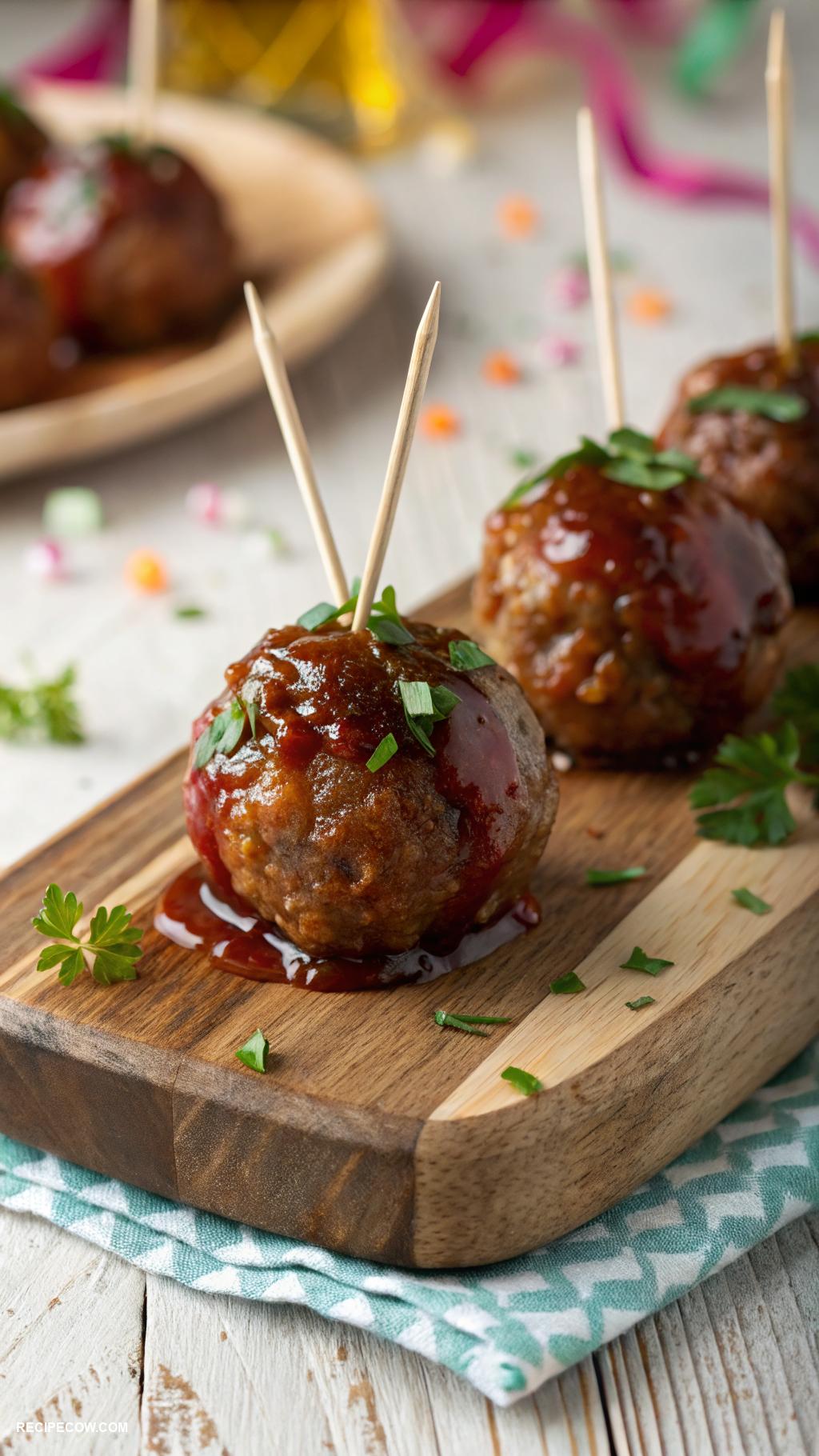 Hot appetizers Mini meatballs in barbecue sauce
