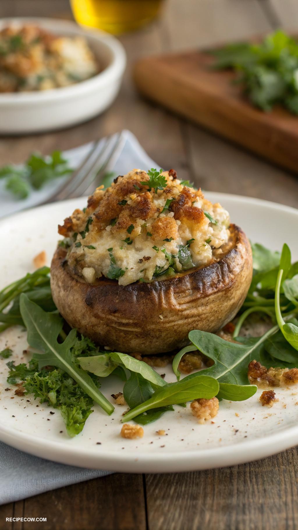 Hot appetizers Stuffed mushrooms with garlic and herbs