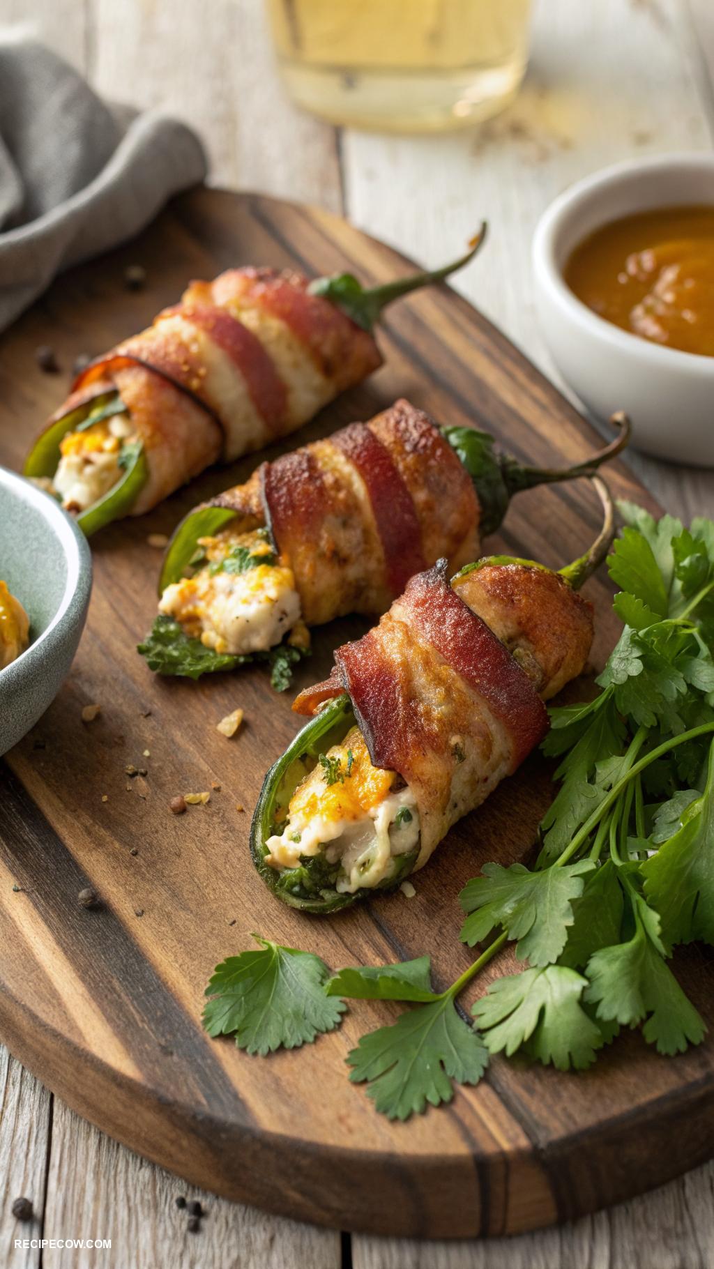 Low carb appetizers Bacon wrapped jalapeyo poppers with cheese