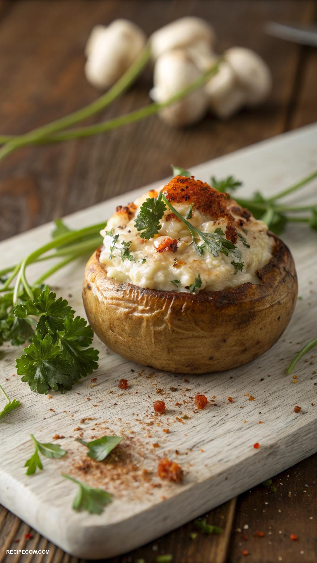 Low carb appetizers Stuffed mushrooms with cream cheese and herbs