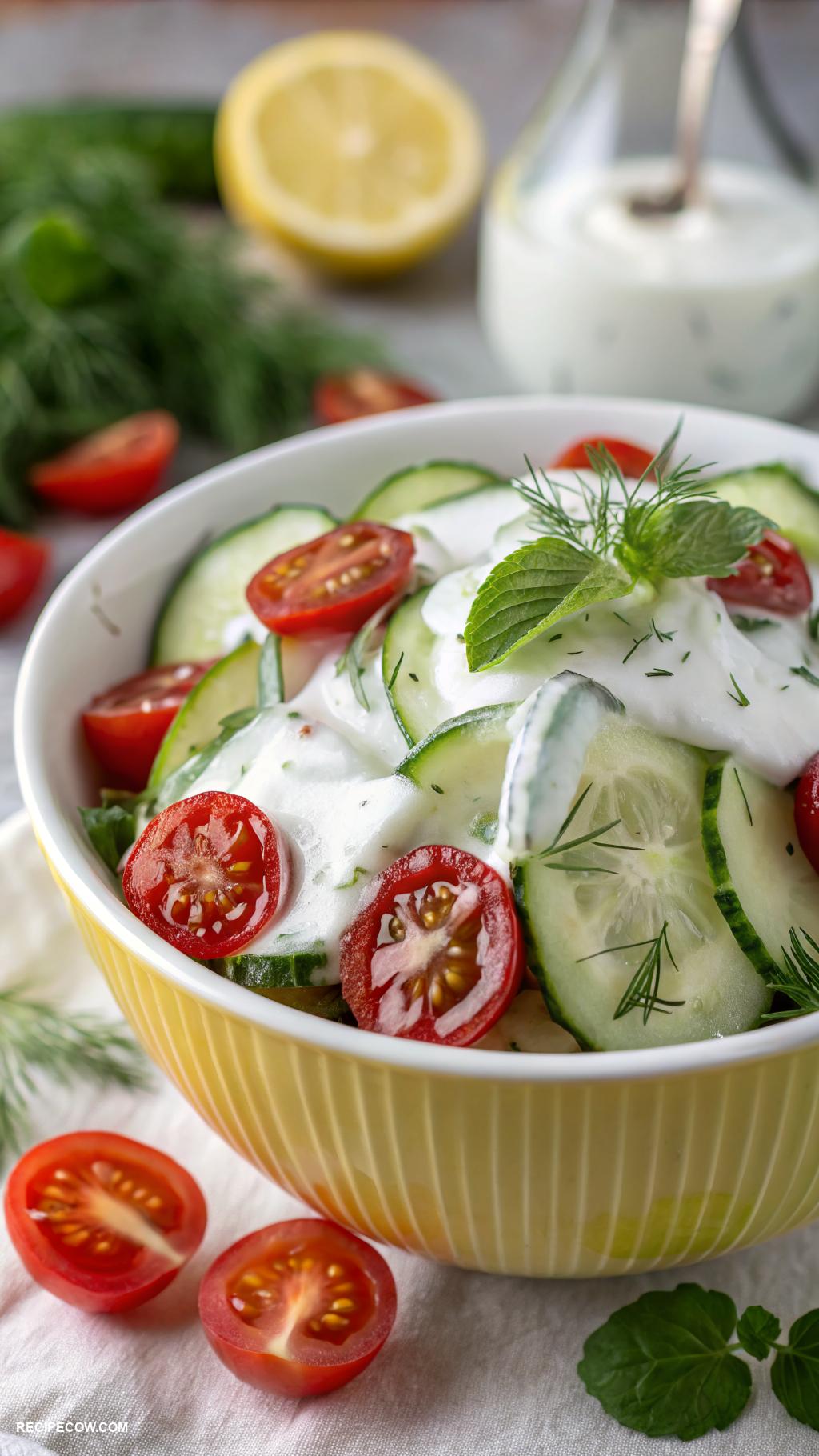 Make ahead side dishes Chilled cucumber salad with yogurt dressing