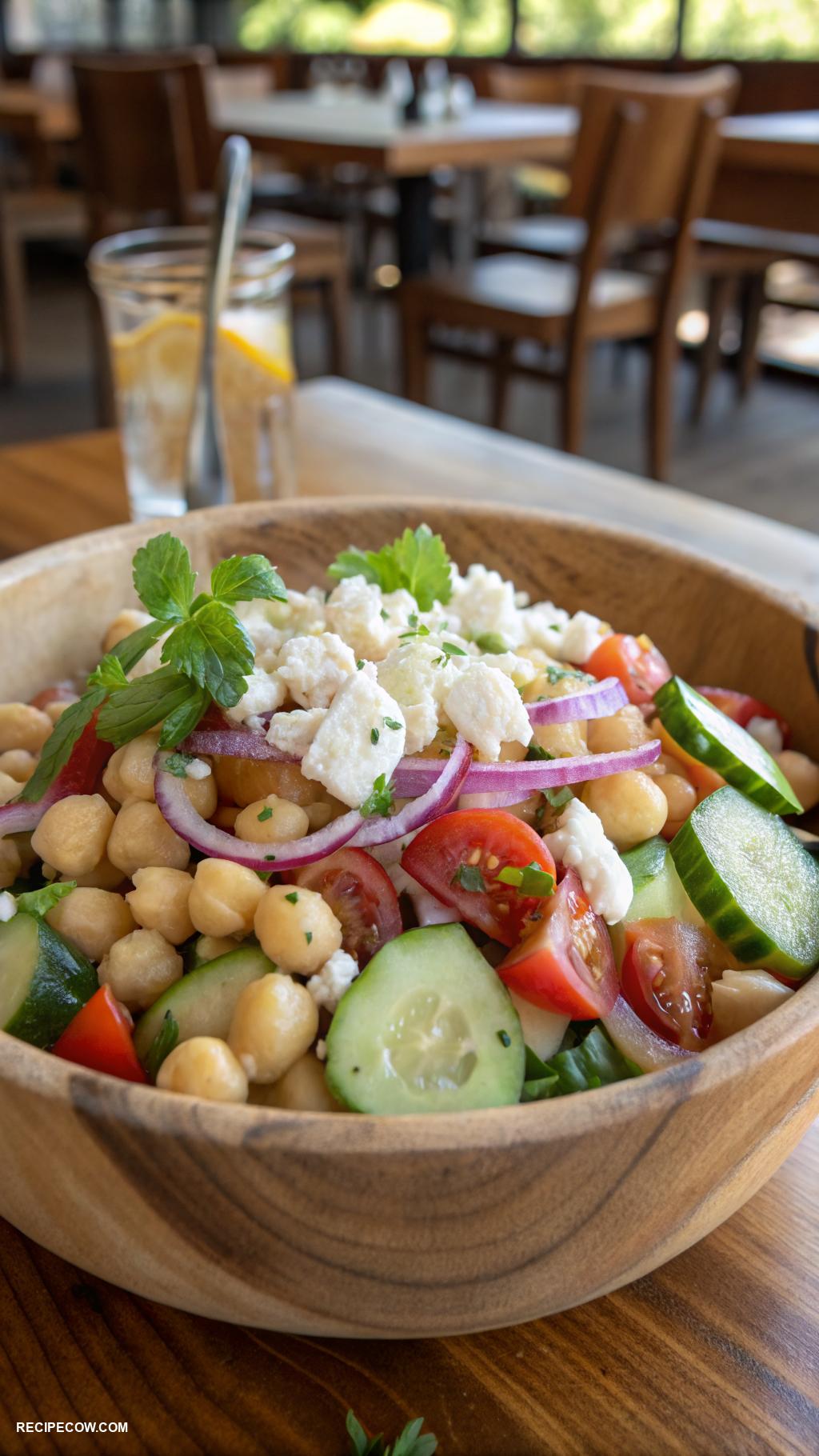 Make ahead side dishes Mediterranean chickpea salad with feta cheese