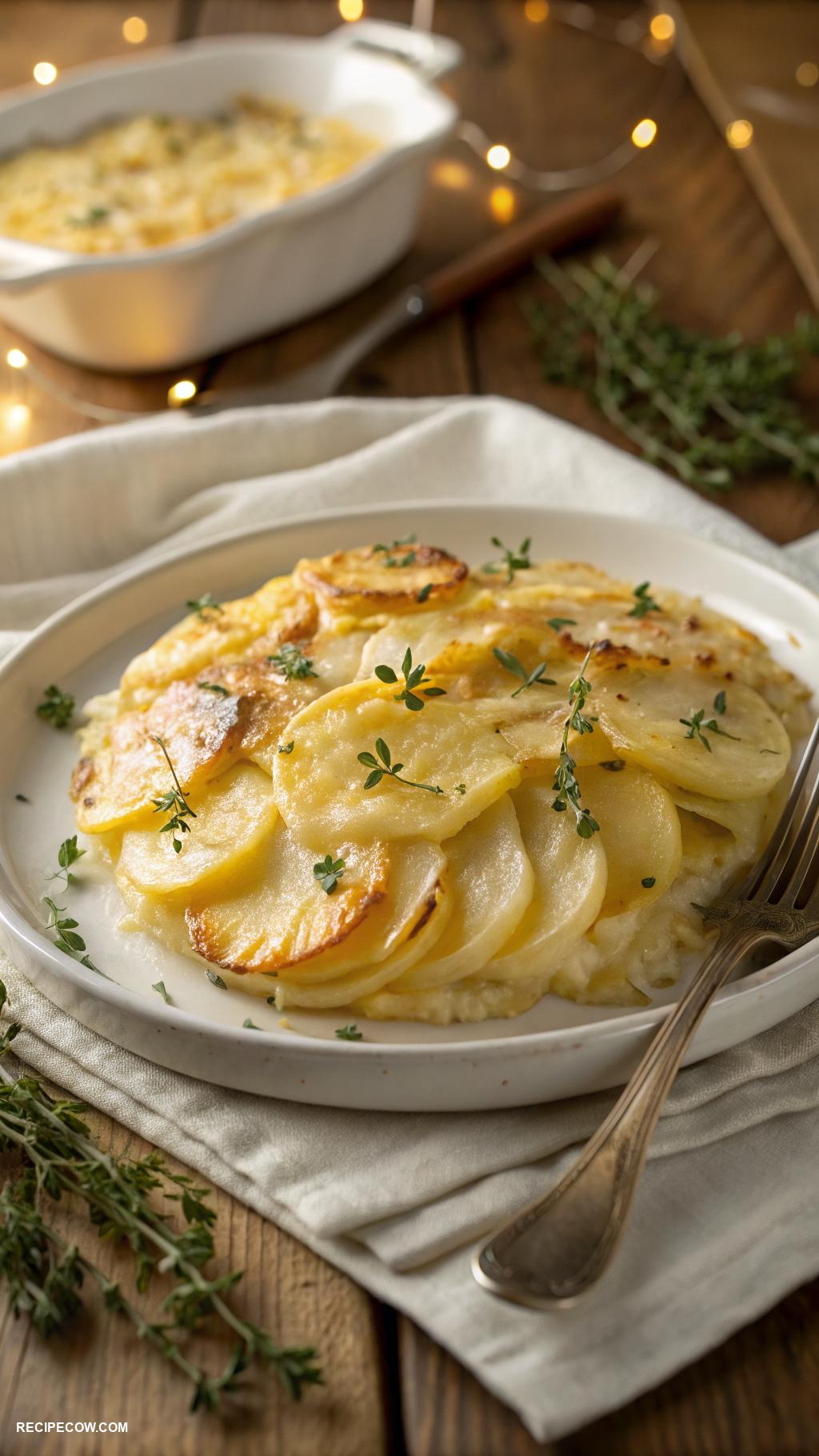Make ahead side dishes Scalloped potatoes with cheese and thyme