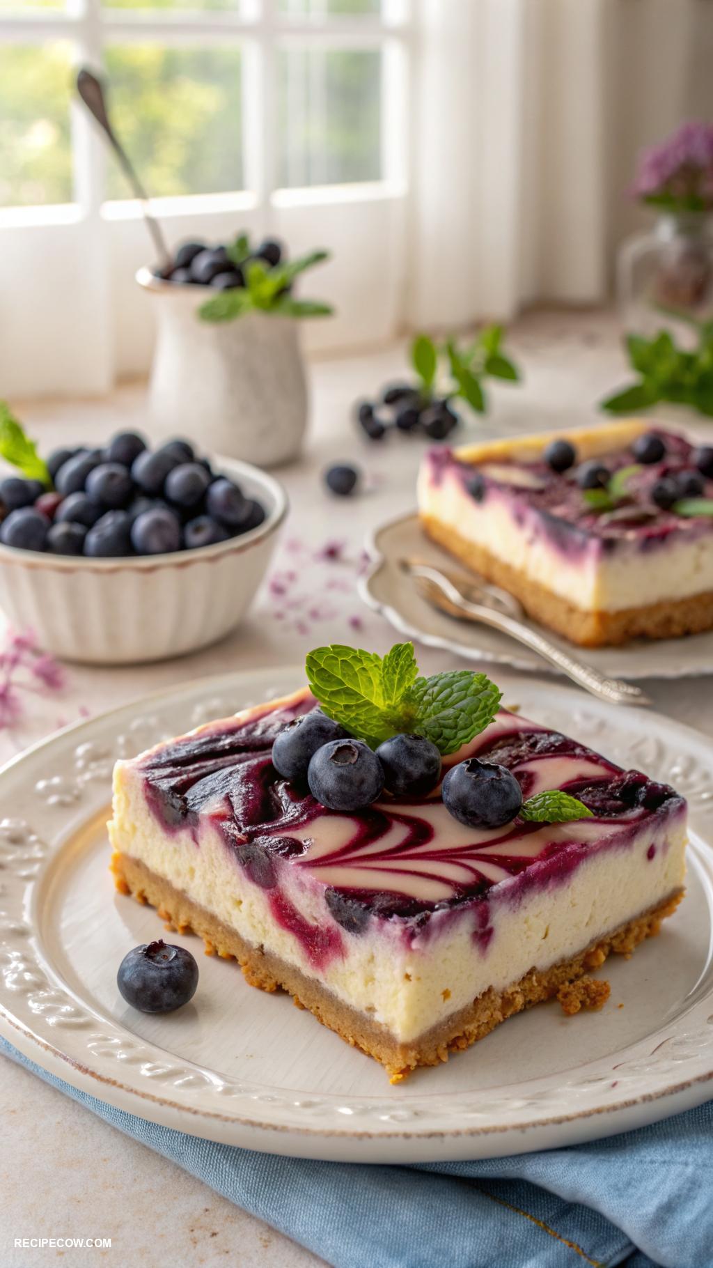 blueberry recipes Blueberry cheesecake bars