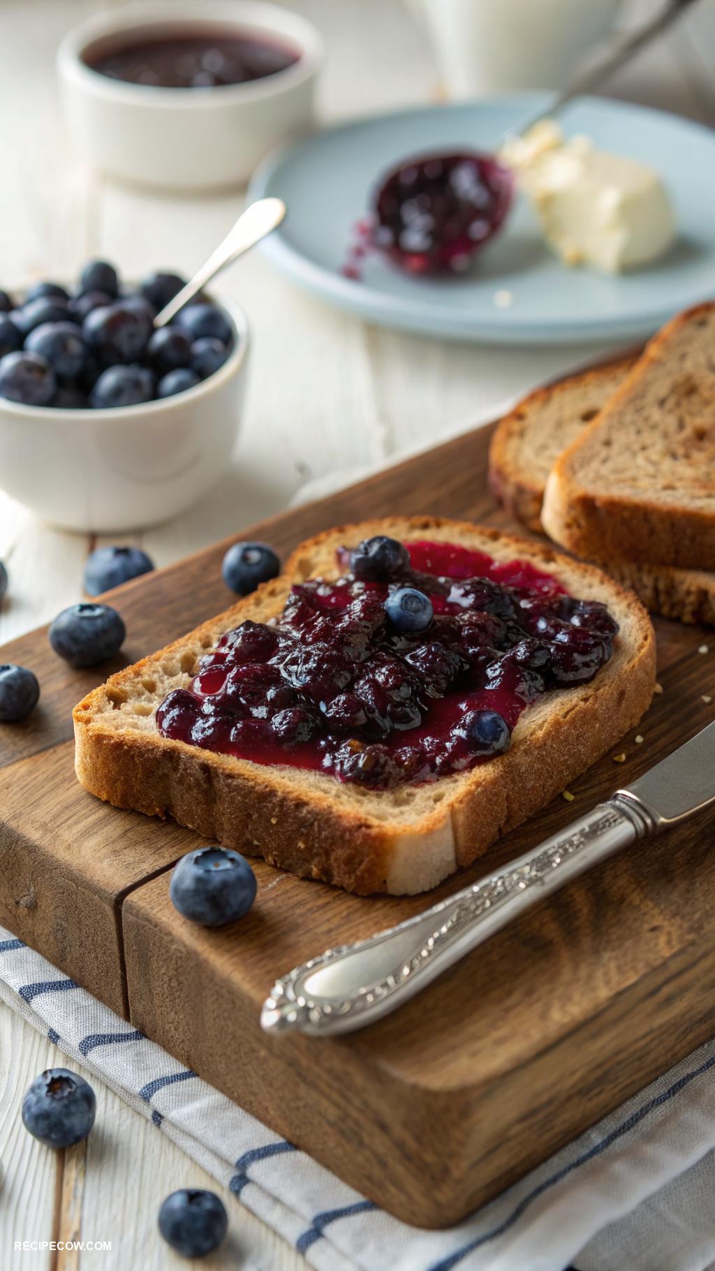 blueberry recipes Blueberry jam on toast