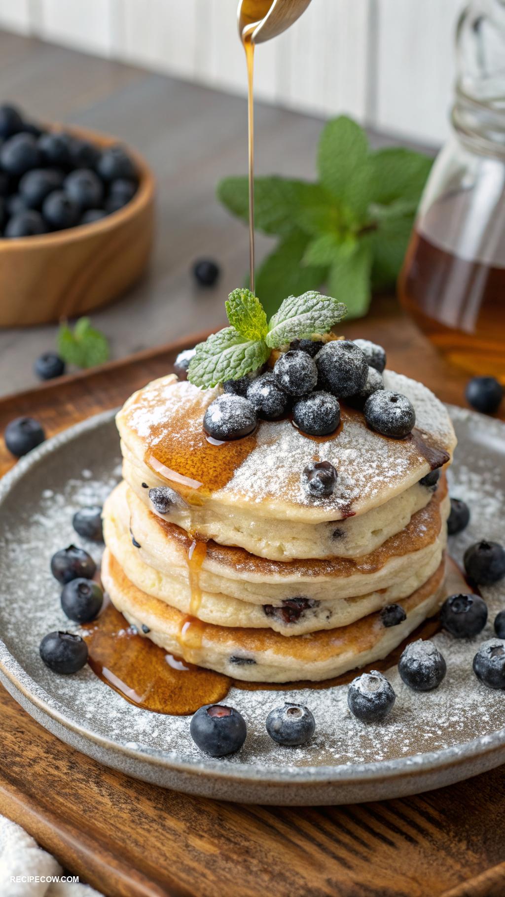blueberry recipes Blueberry pancakes with maple syrup