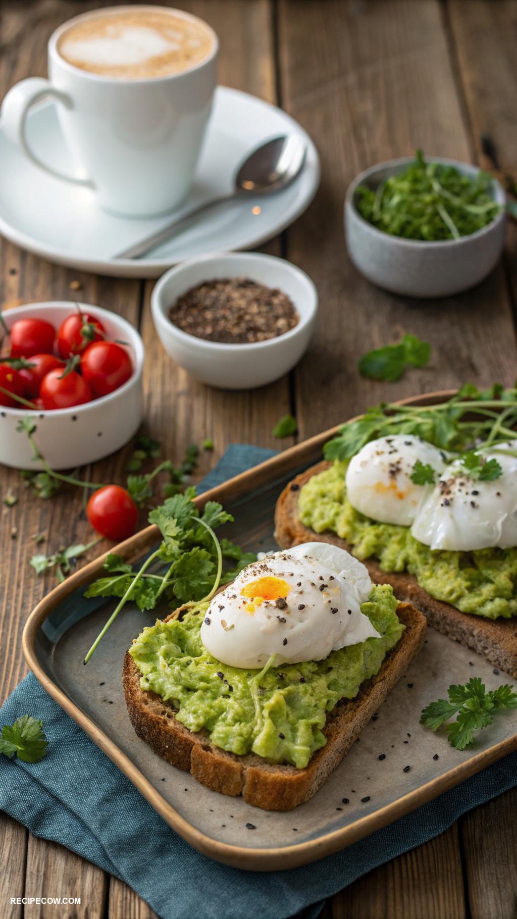 brunch inspiration Avocado toast with poached eggs