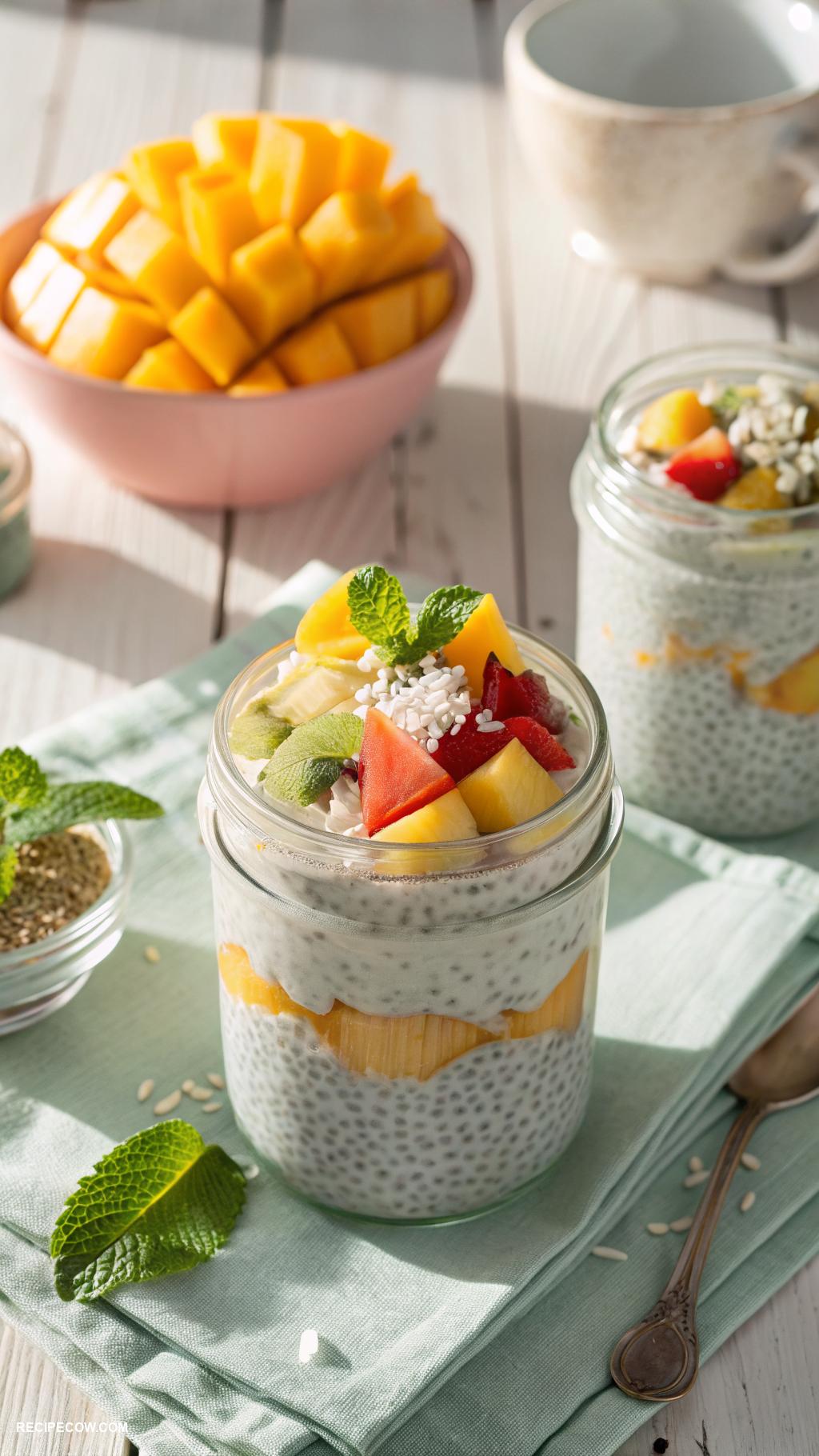brunch inspiration Chia seed pudding with coconut milk