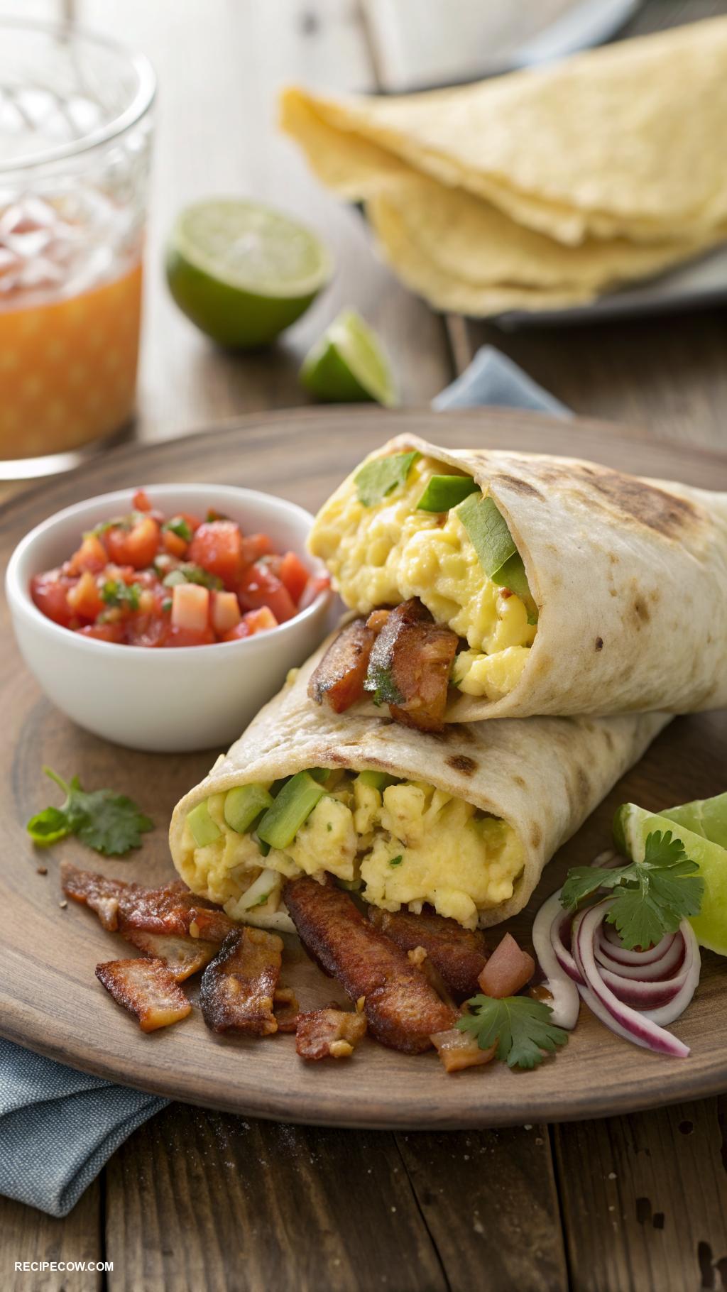 brunch inspiration Savory breakfast burritos with salsa