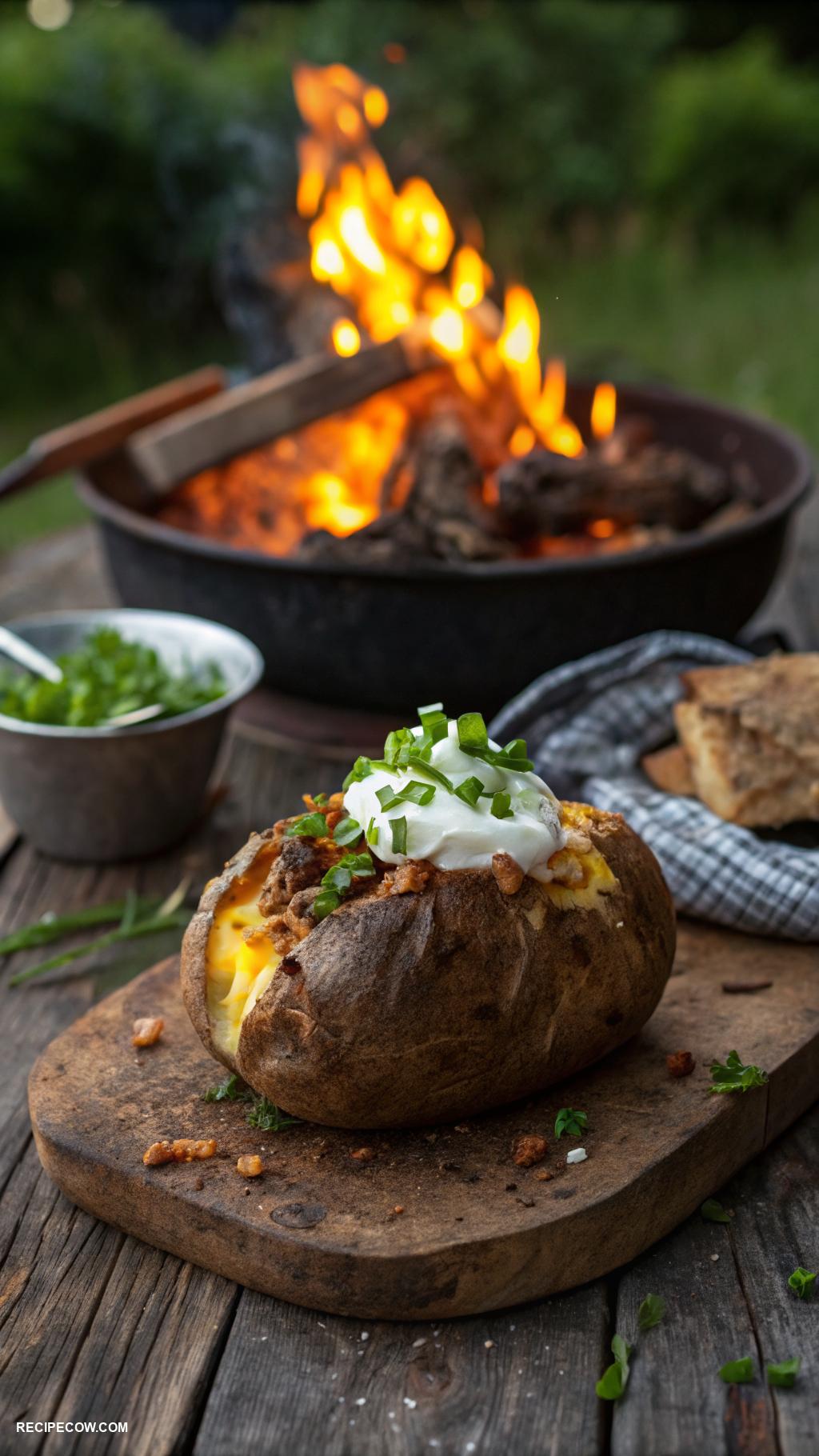 campfire cooking recipes Campfire baked potatoes with cheese