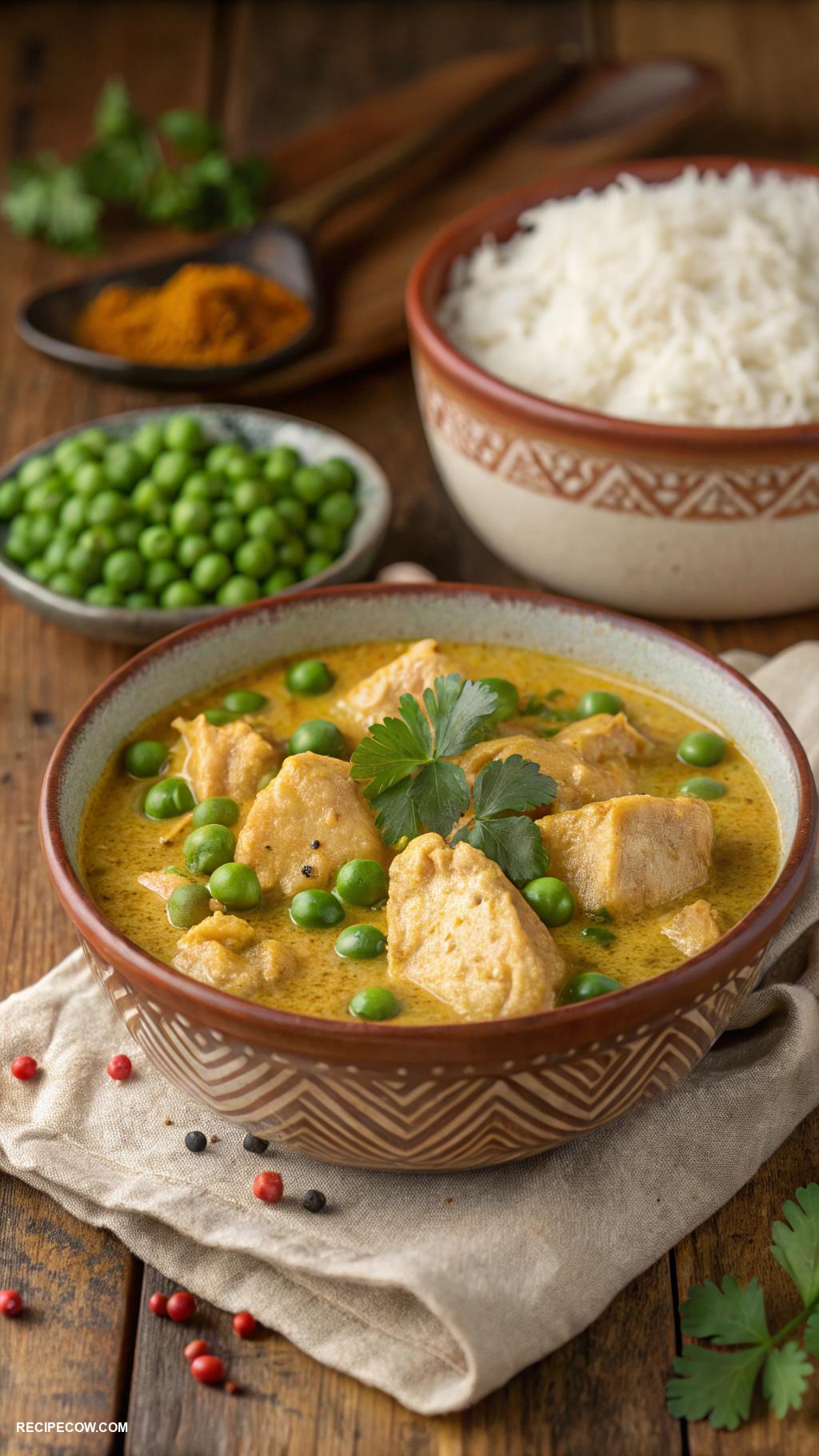 crockpot chicken recipes Chicken curry with coconut milk and peas