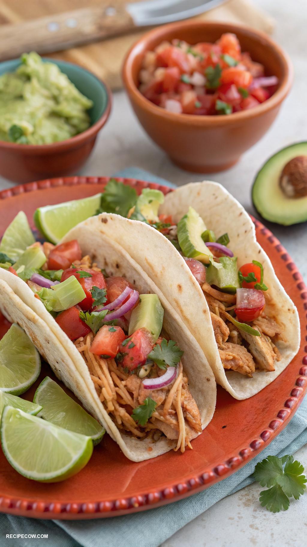 crockpot chicken recipes Crockpot chicken tacos with avocado salsa