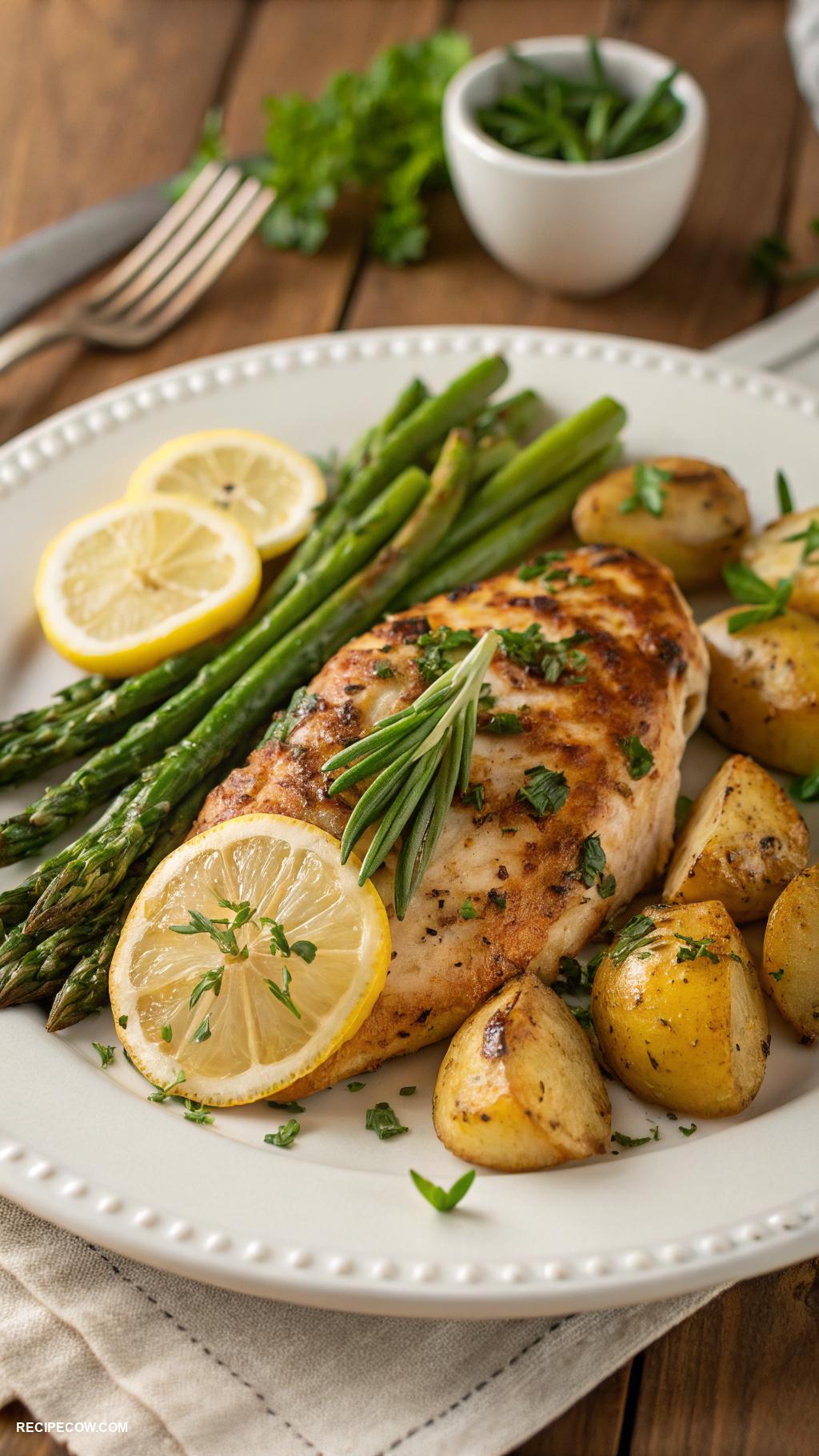 crockpot chicken recipes Lemon herb chicken with asparagus and potatoes