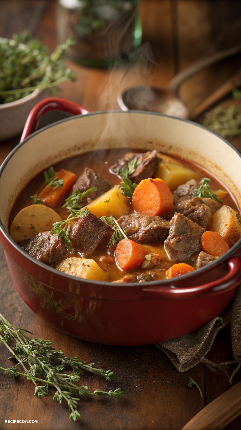 dutch oven recipes Classic beef stew with carrots and potatoes