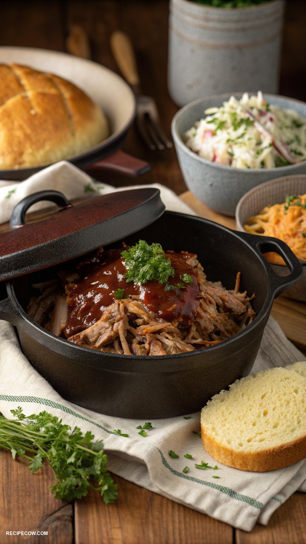 dutch oven recipes Savory pulled pork with barbecue sauce