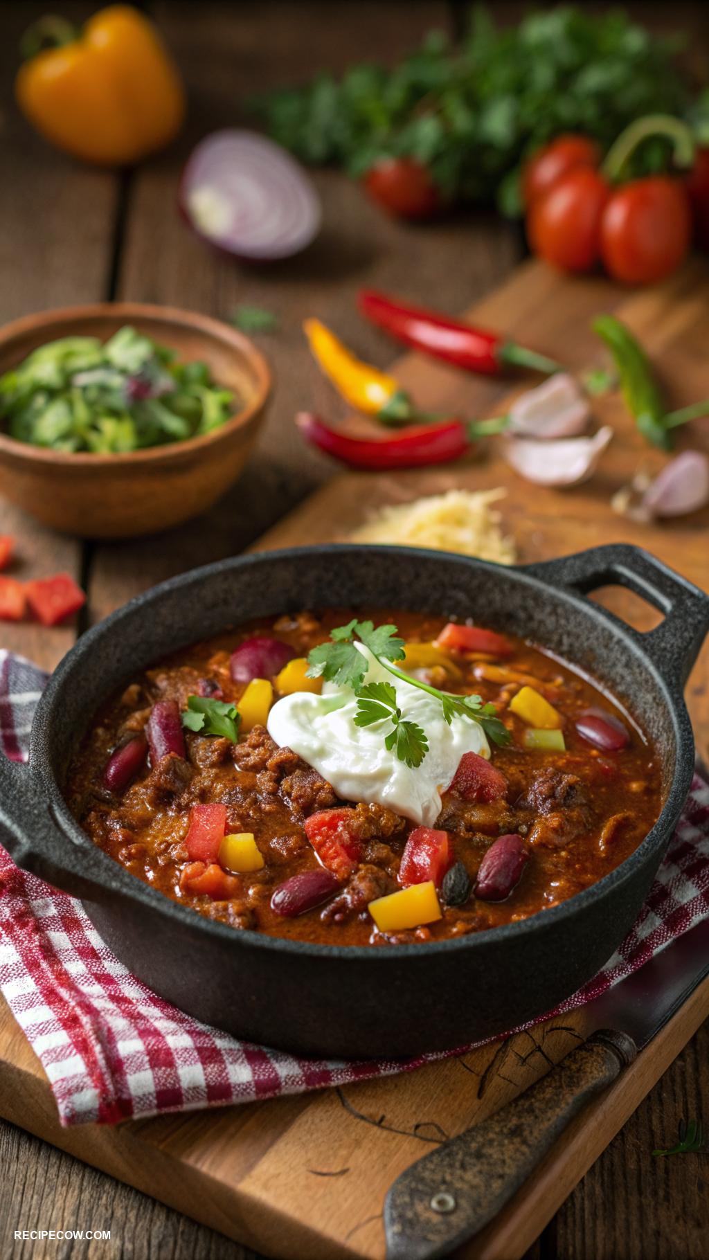 dutch oven recipes Spicy chili with beans and ground beef