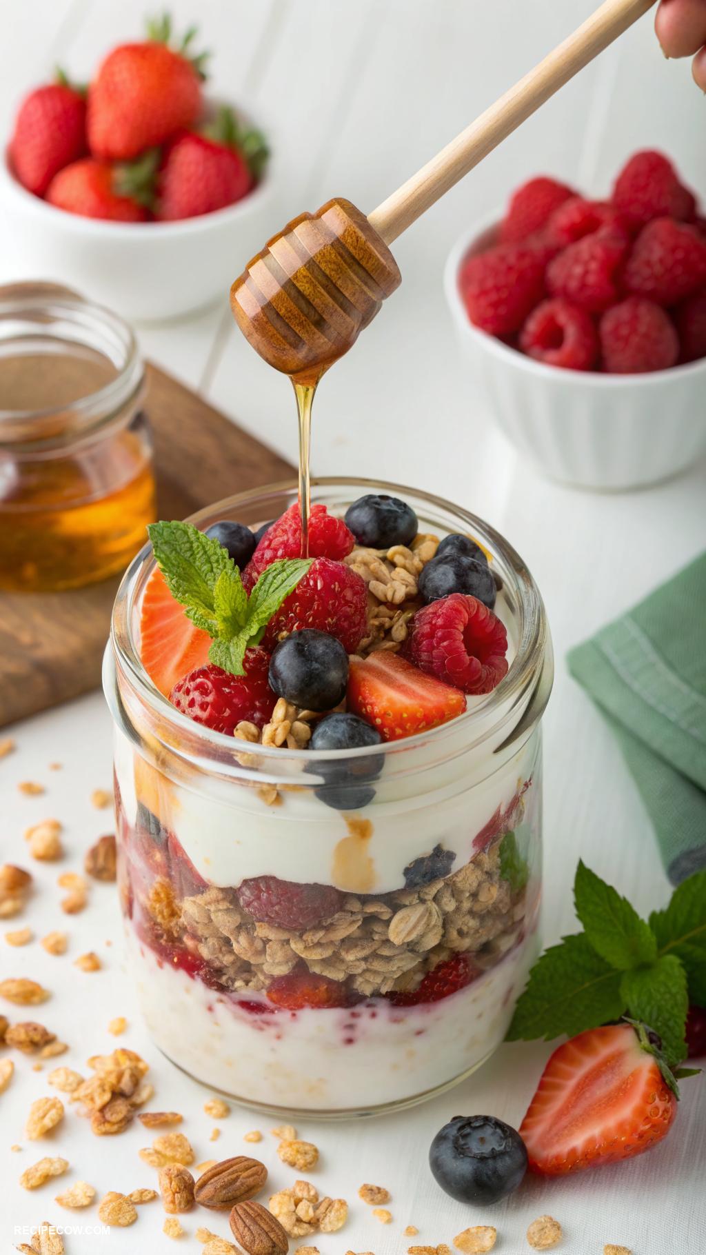 easy meal prep lunches Greek yogurt parfait with granola and berries