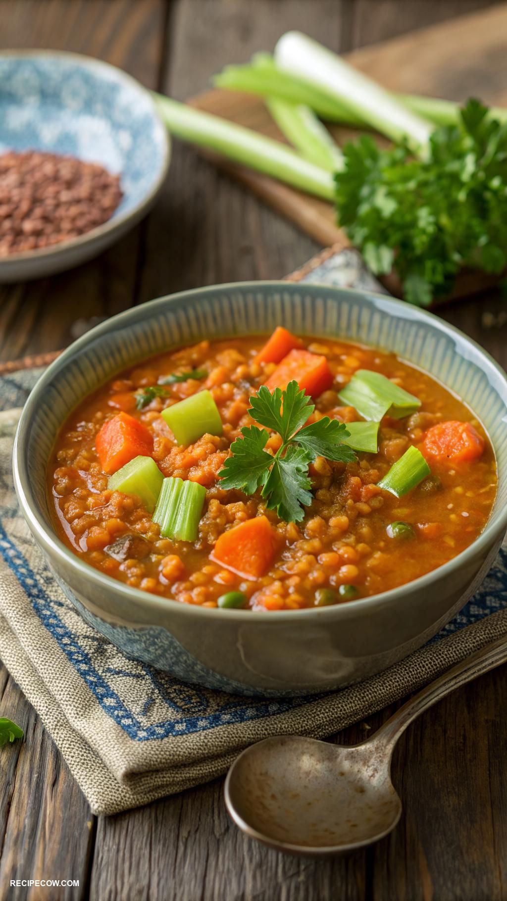 easy meal prep lunches Lentil soup with carrots and celery