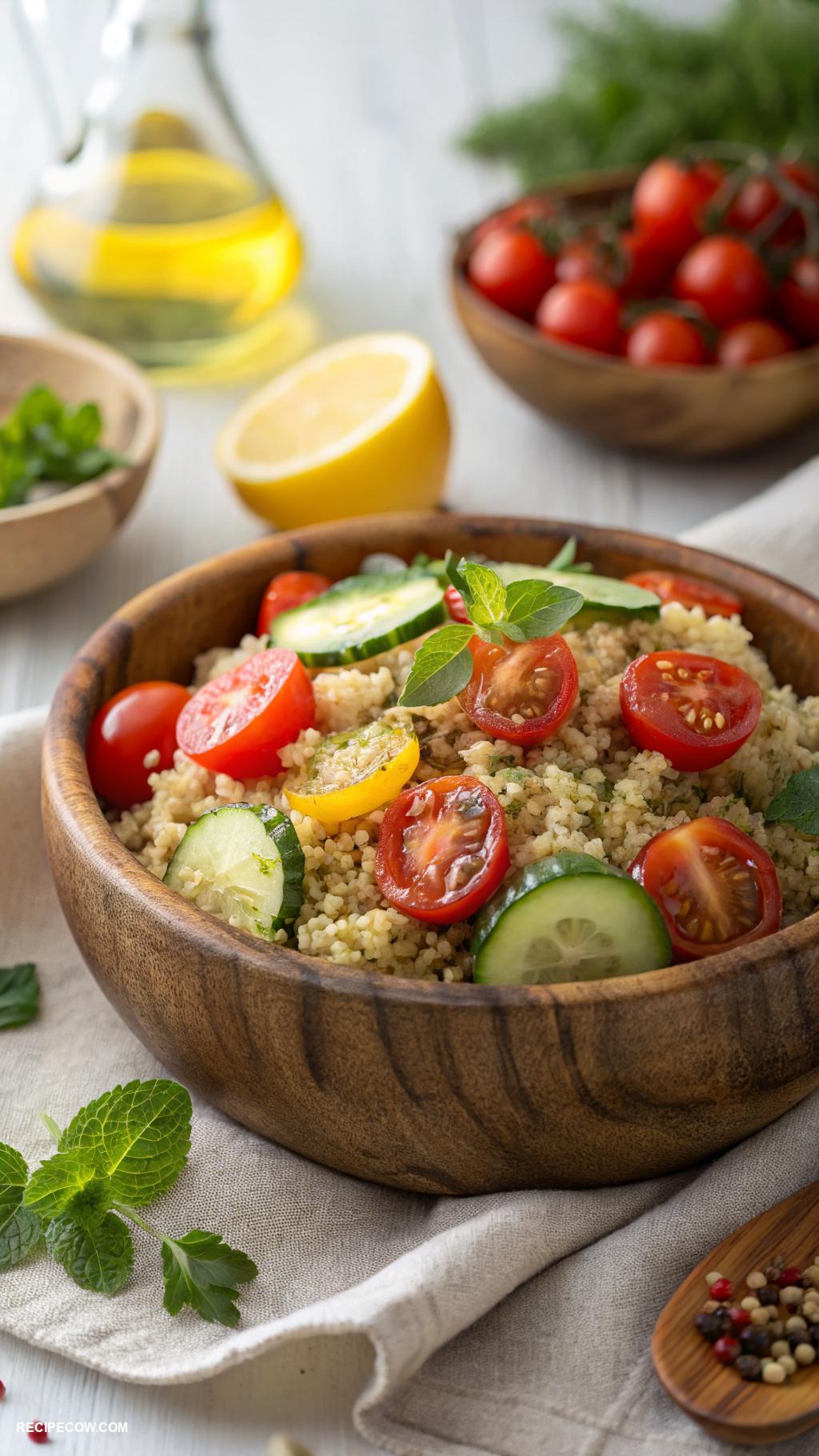 easy meal prep lunches Quinoa salad with cherry tomatoes and cucumbers