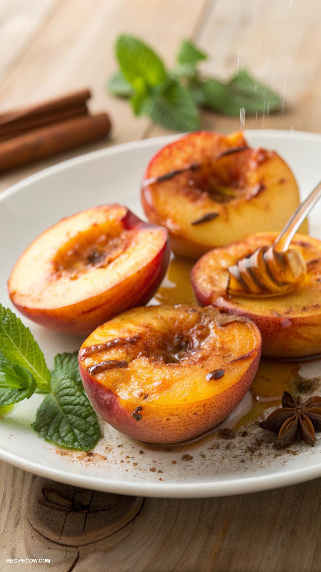 light dessert recipes Baked peaches with cinnamon and honey