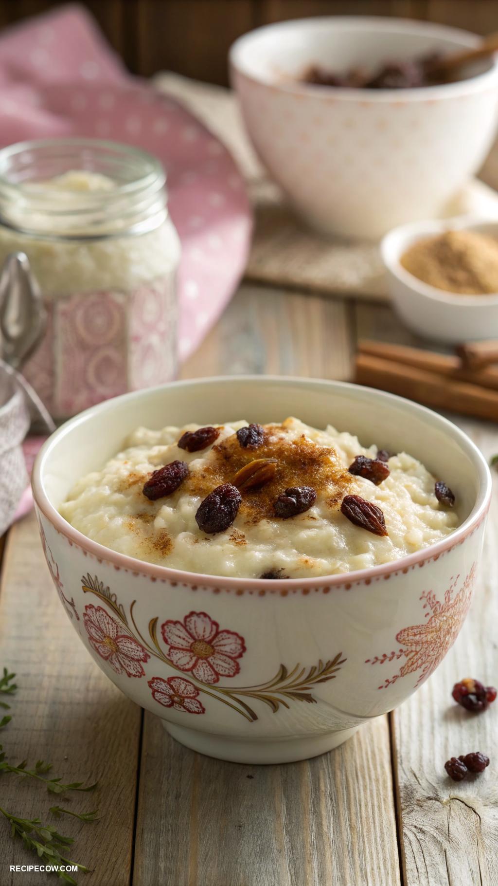 light dessert recipes Rice pudding with raisins and cinnamon
