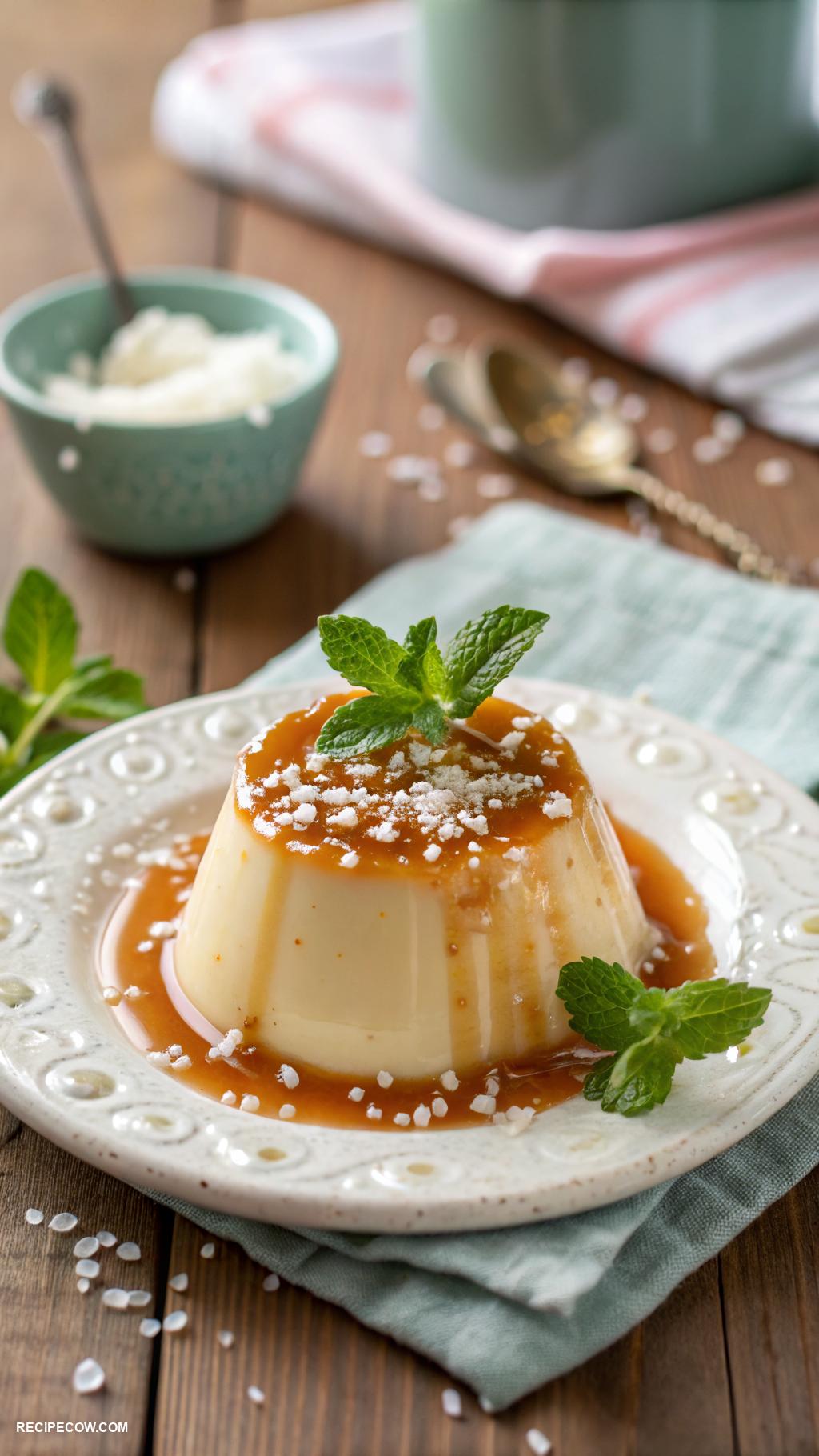 light dessert recipes Vanilla panna cotta with caramel drizzle