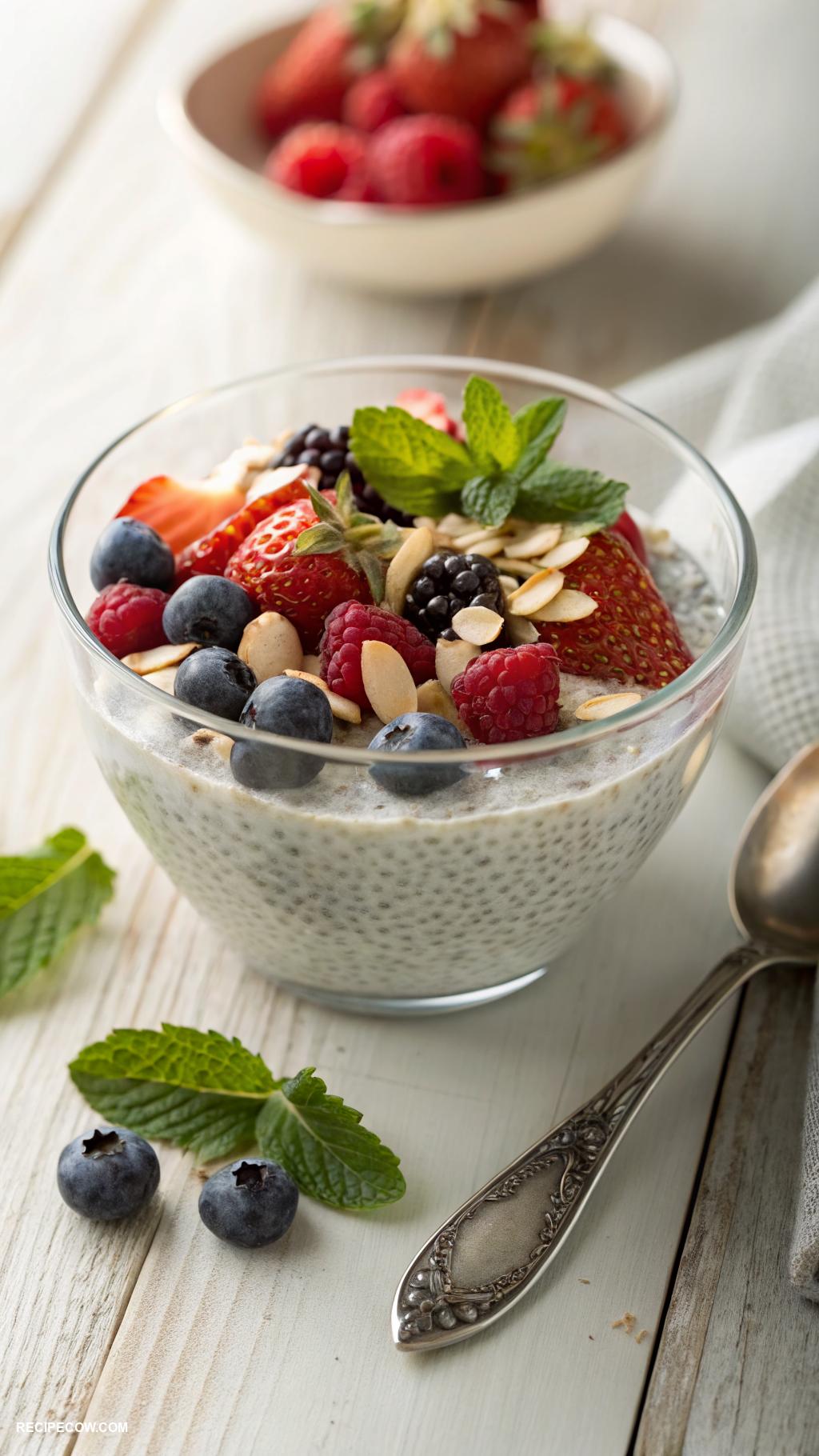 low carb breakfast Chia seed pudding with almond milk