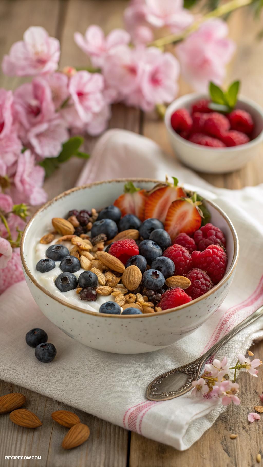 low carb breakfast Greek yogurt with nuts and berries