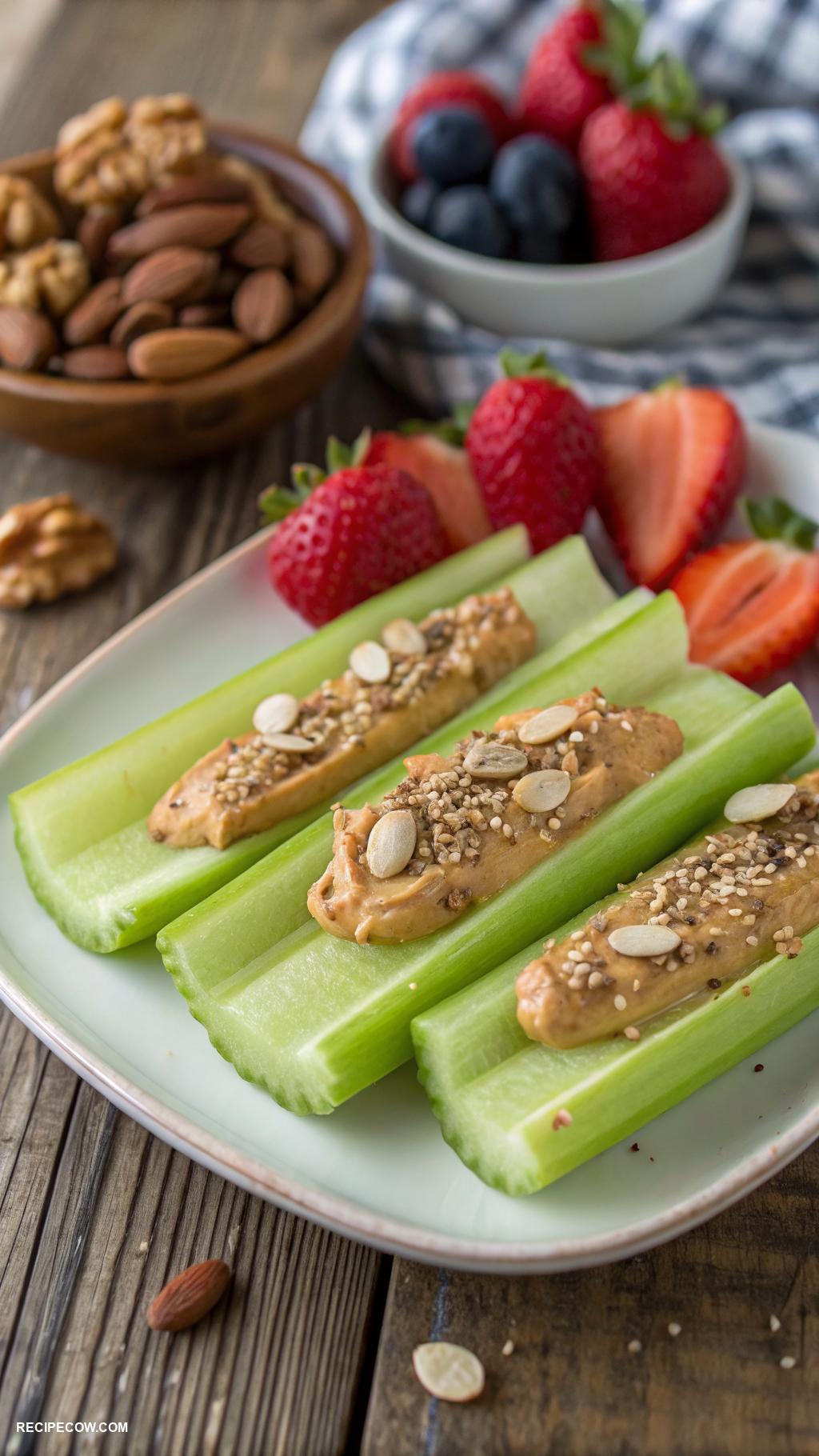 low carb breakfast Nut butter on celery sticks