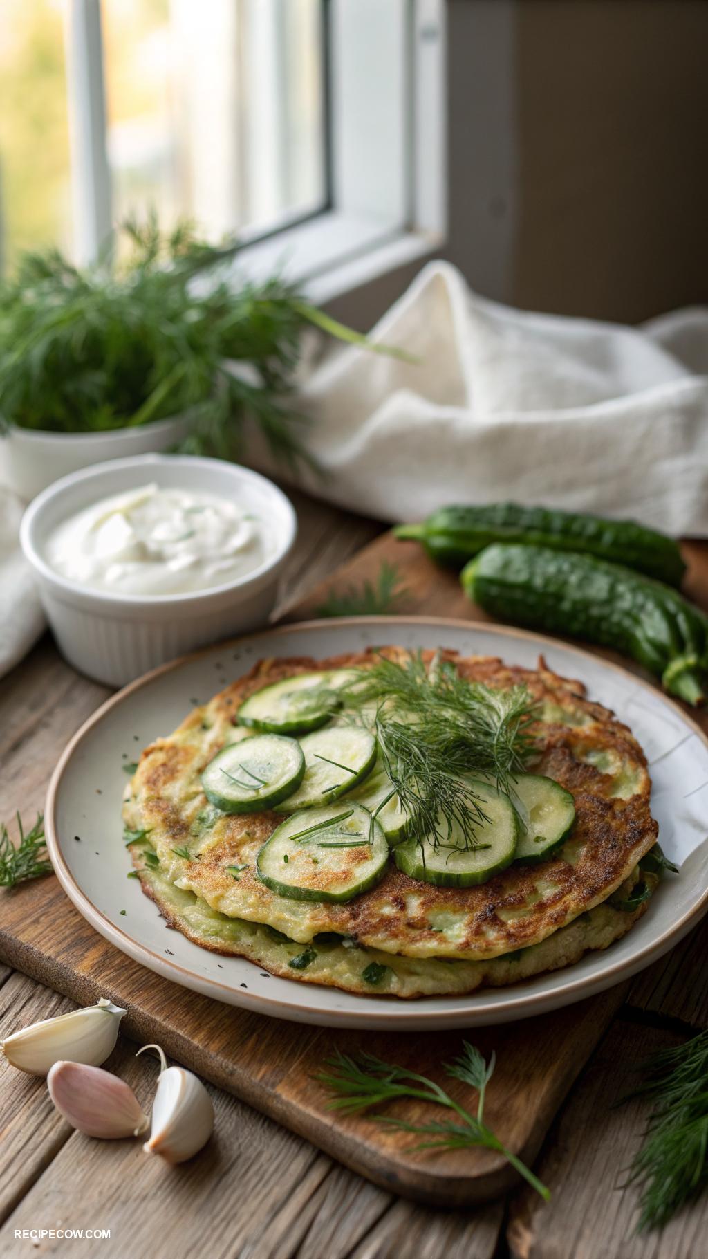 low carb breakfast Zucchini pancakes with garlic and herbs