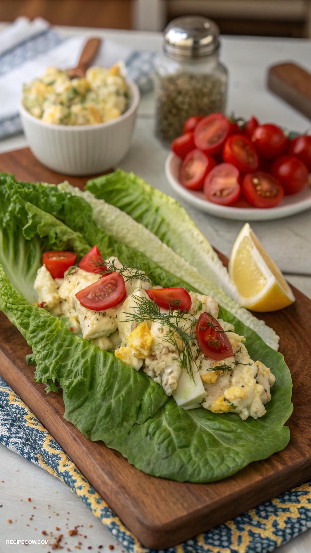 low carb lunch ideas Egg salad lettuce wraps