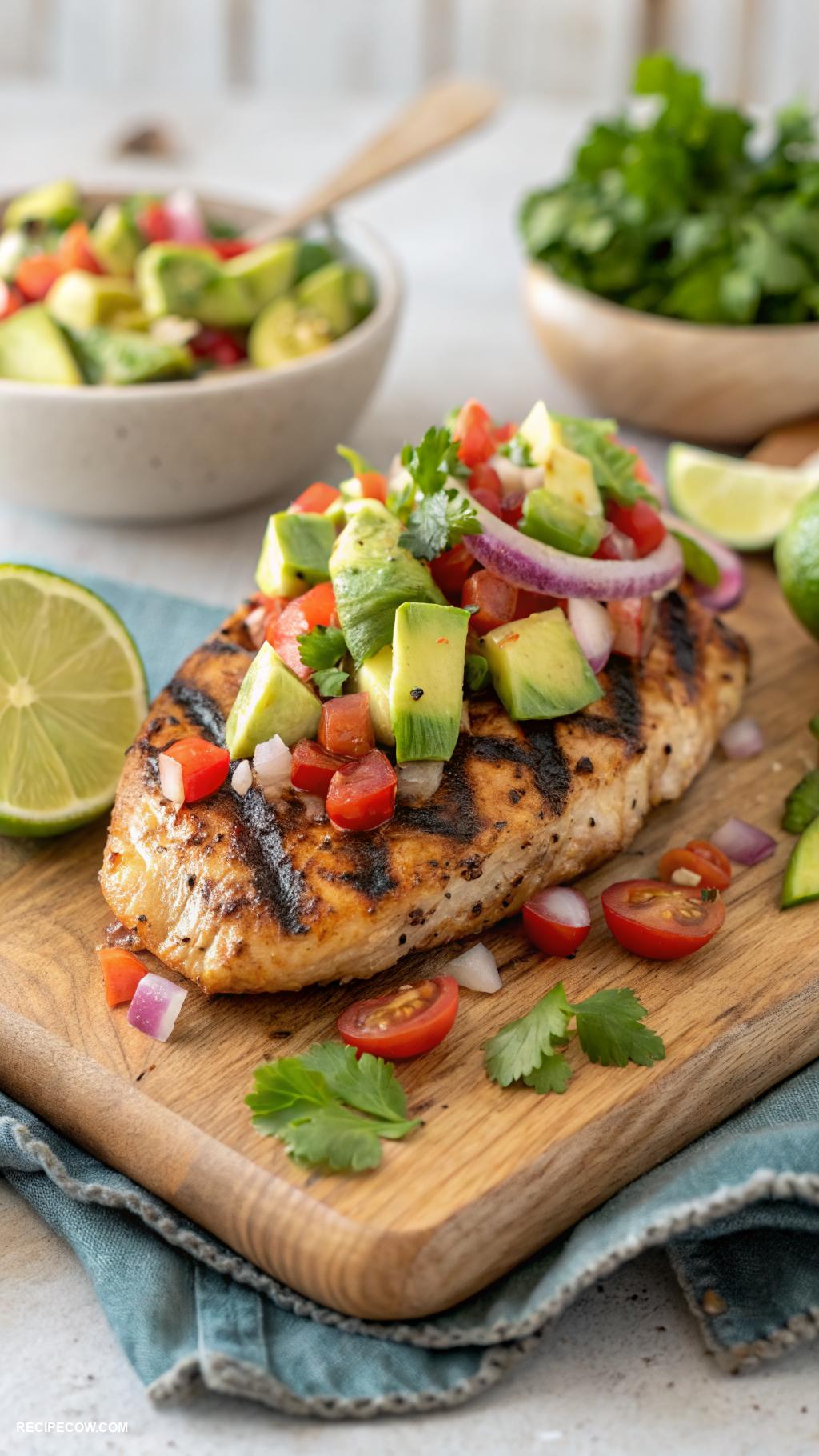 low carb lunch ideas Grilled chicken with avocado salsa