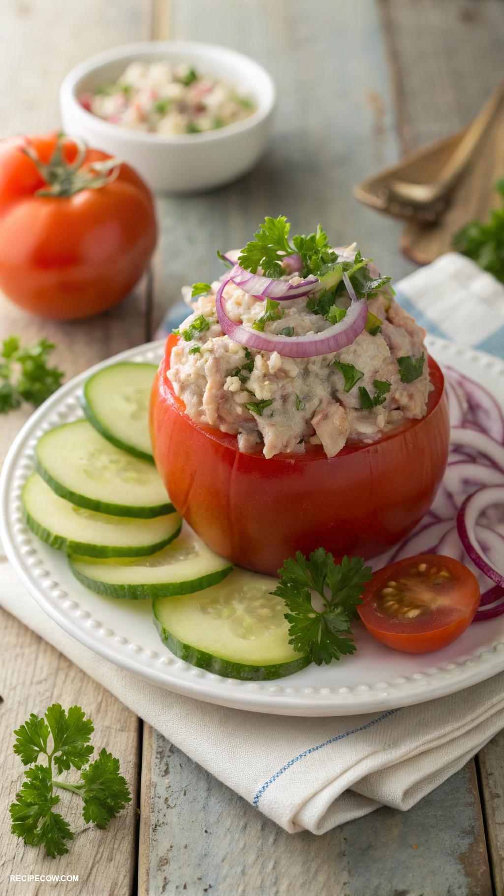 low carb lunch ideas Tuna salad stuffed tomatoes