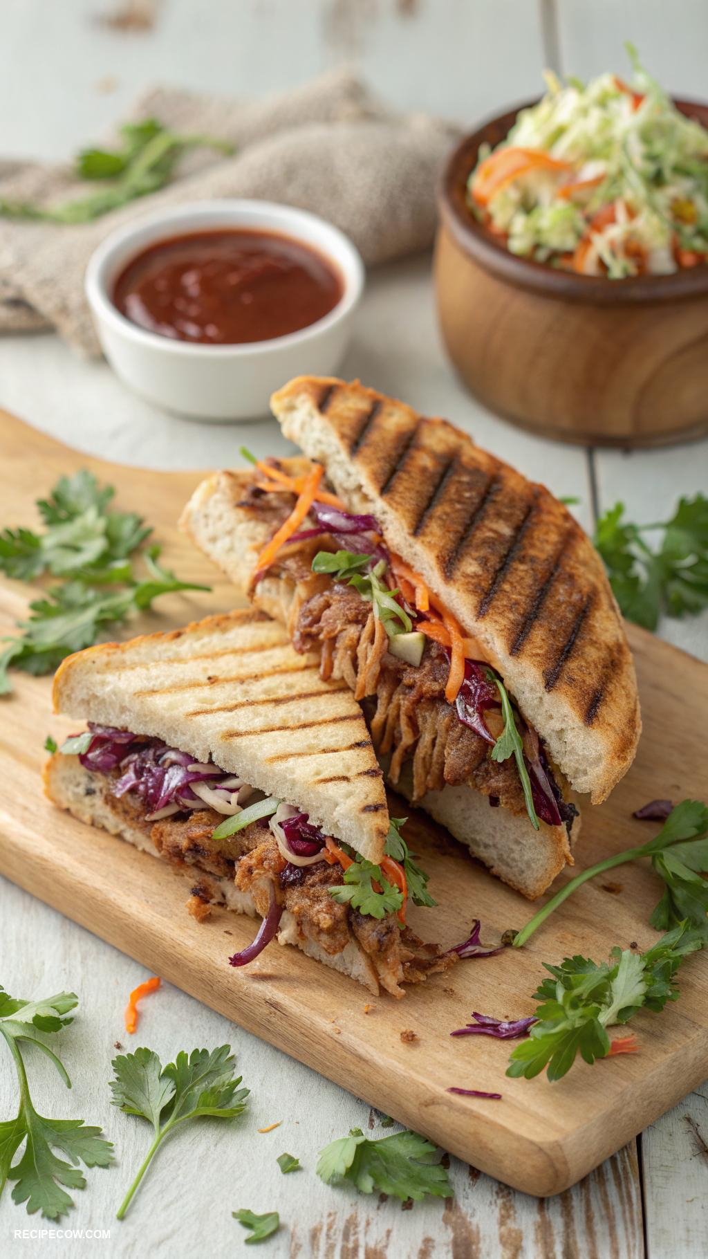 panini press meals BBQ pulled pork with coleslaw blend