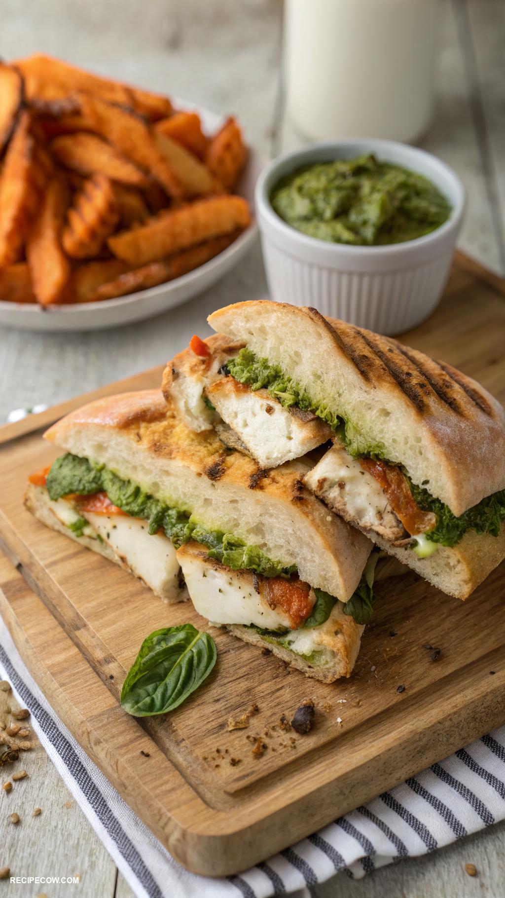panini press meals Grilled chicken and pesto sandwich