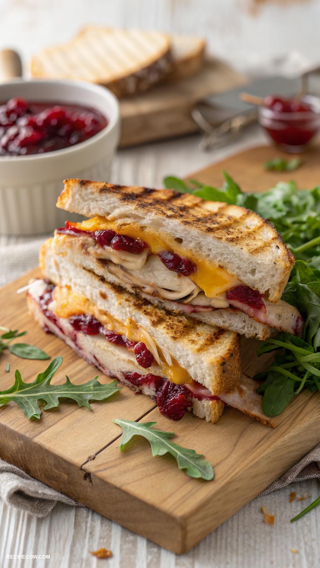 panini press meals Smoked turkey and cranberry sauce delight