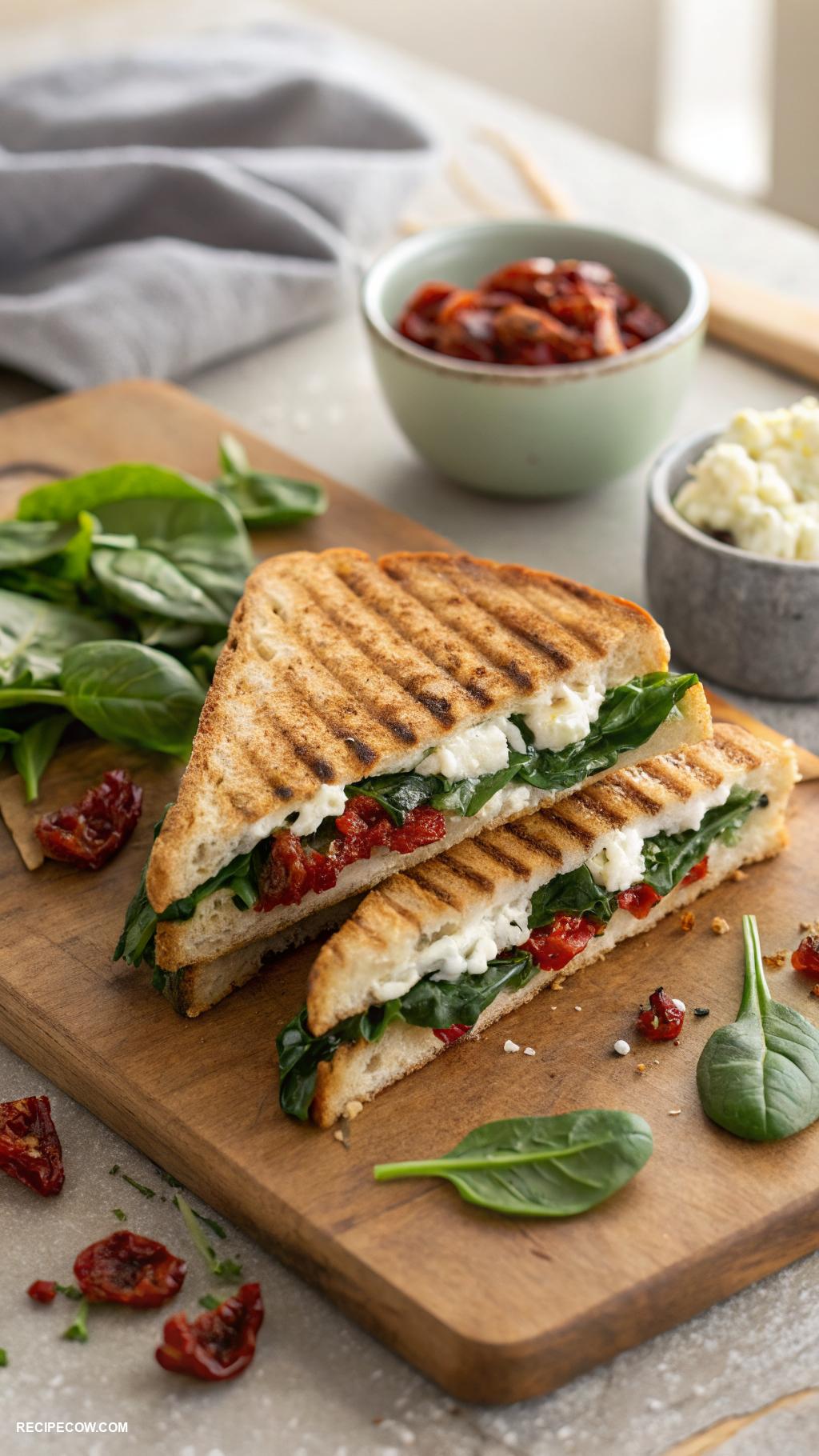 panini press meals Spinach and feta with sun dried tomatoes