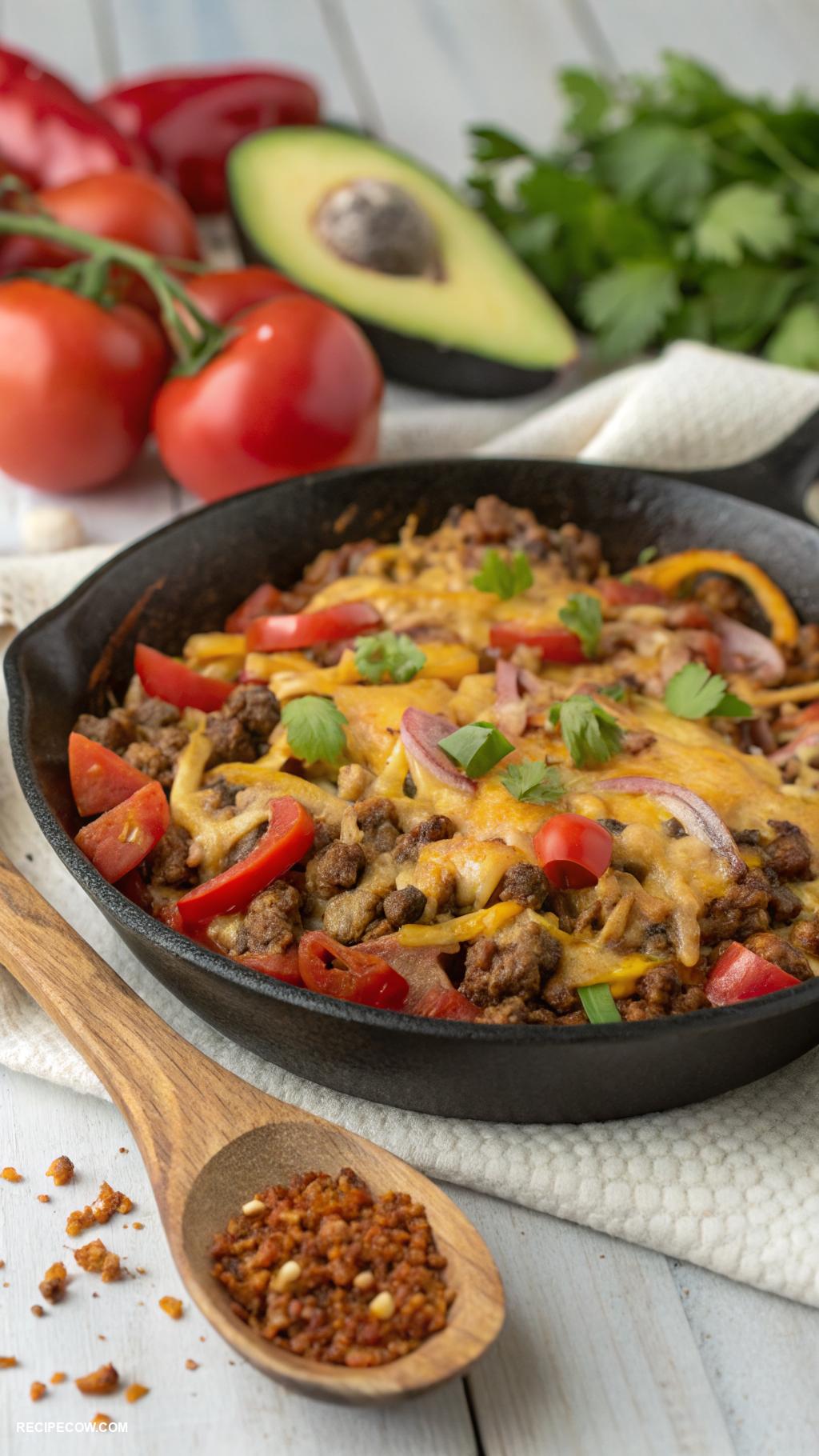 skillet dinners Cheesy Taco Skillet with Ground Beef