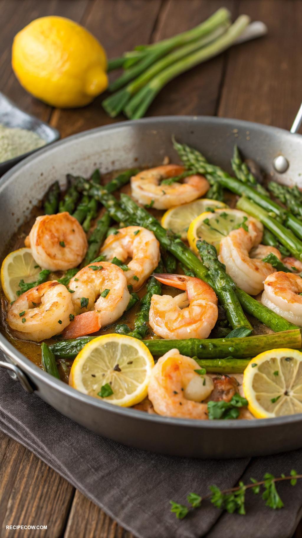 skillet dinners Lemon Garlic Shrimp and Asparagus Skillet