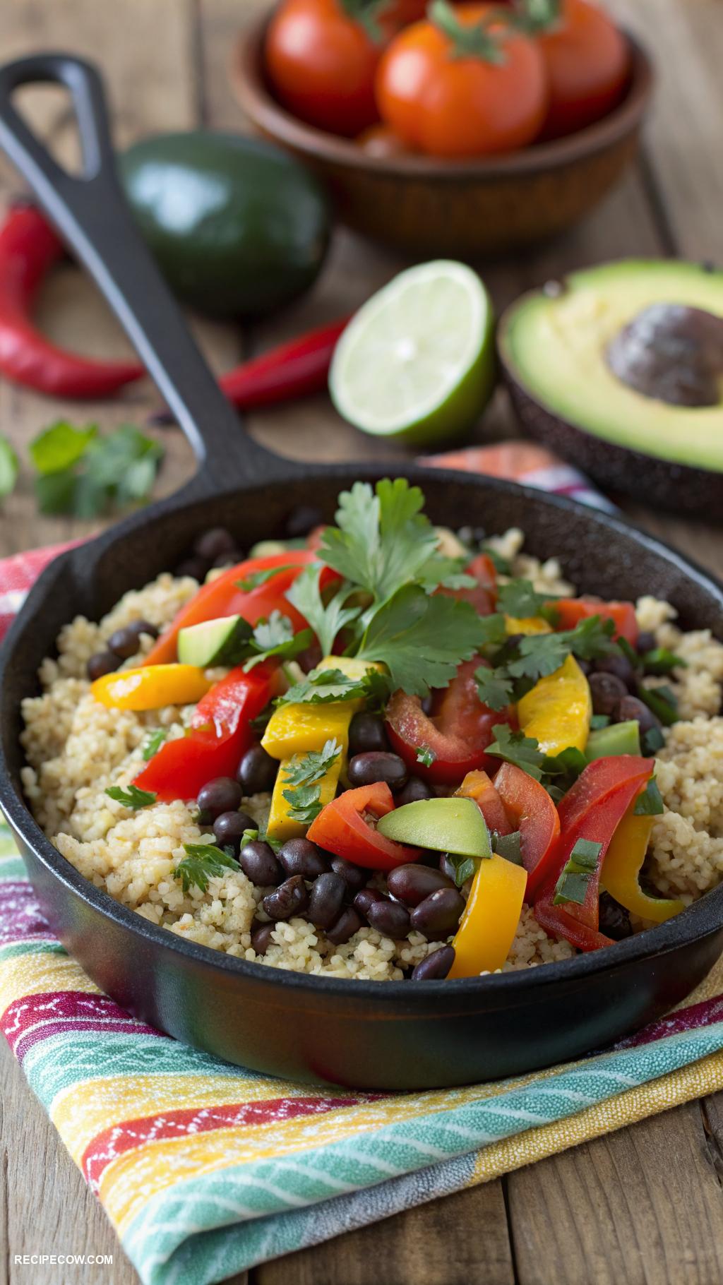 skillet dinners Vegetarian Quinoa and Black Bean Skillet