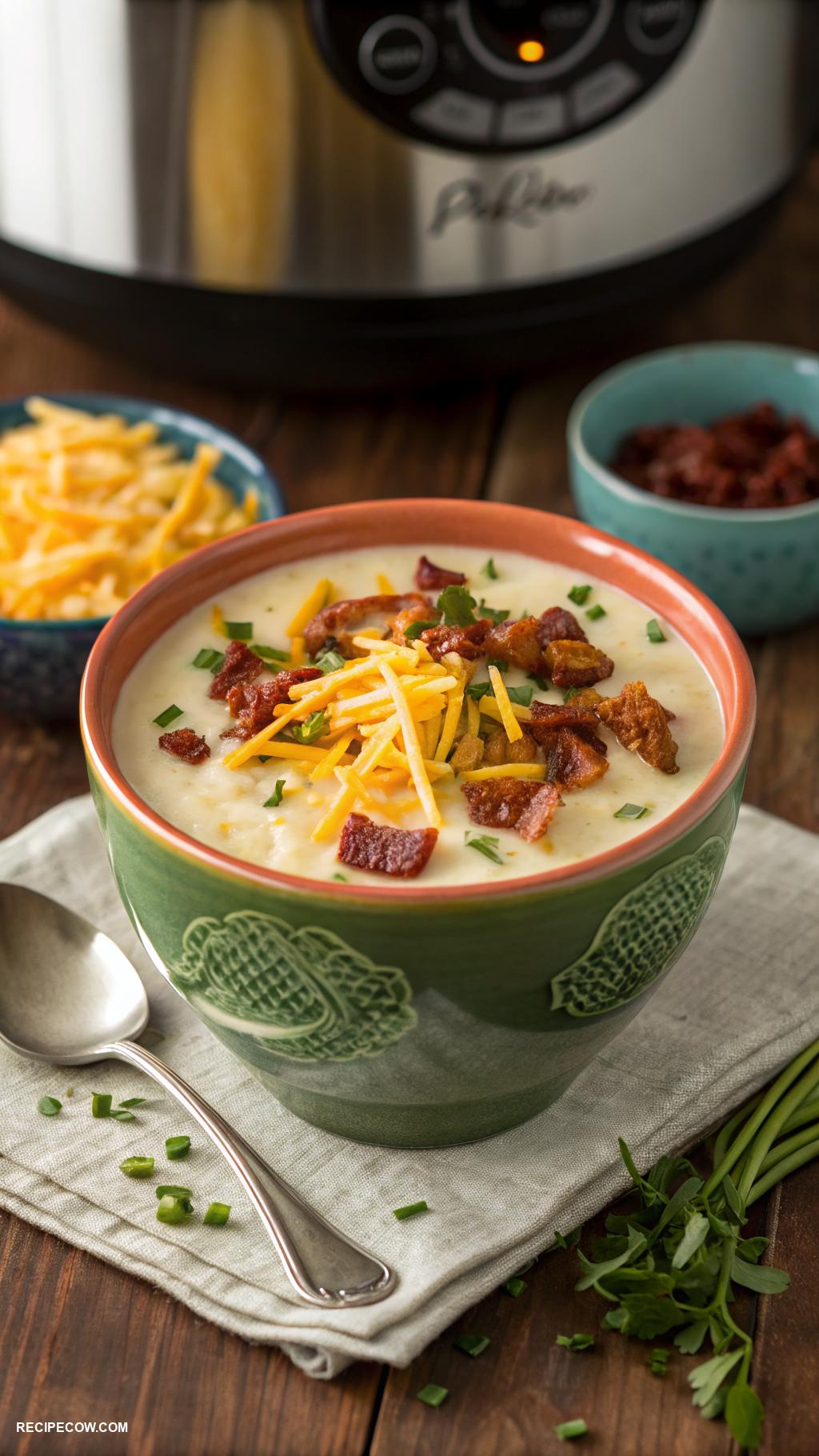 slow cooker meals Potato soup with bacon and cheese
